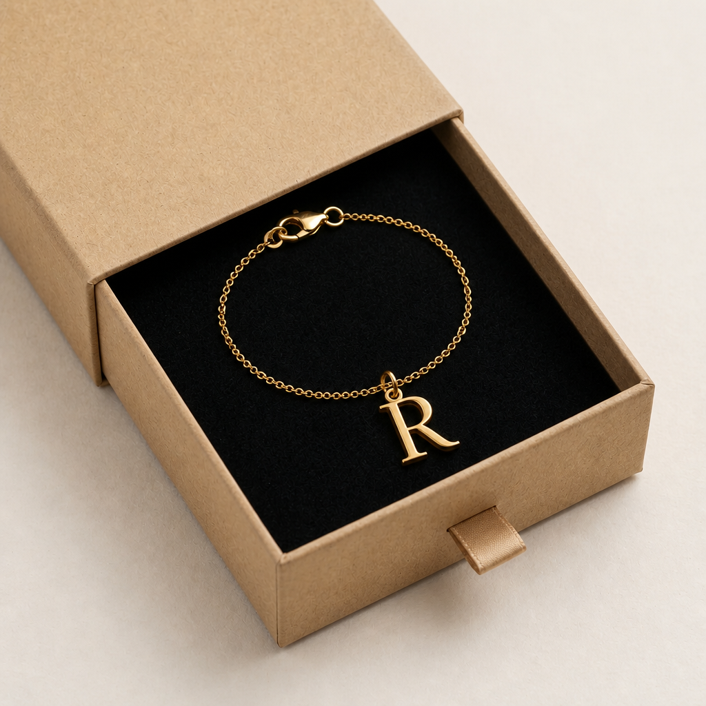 R Bracelet | Initial & Letter R Charm, Gold & Silver