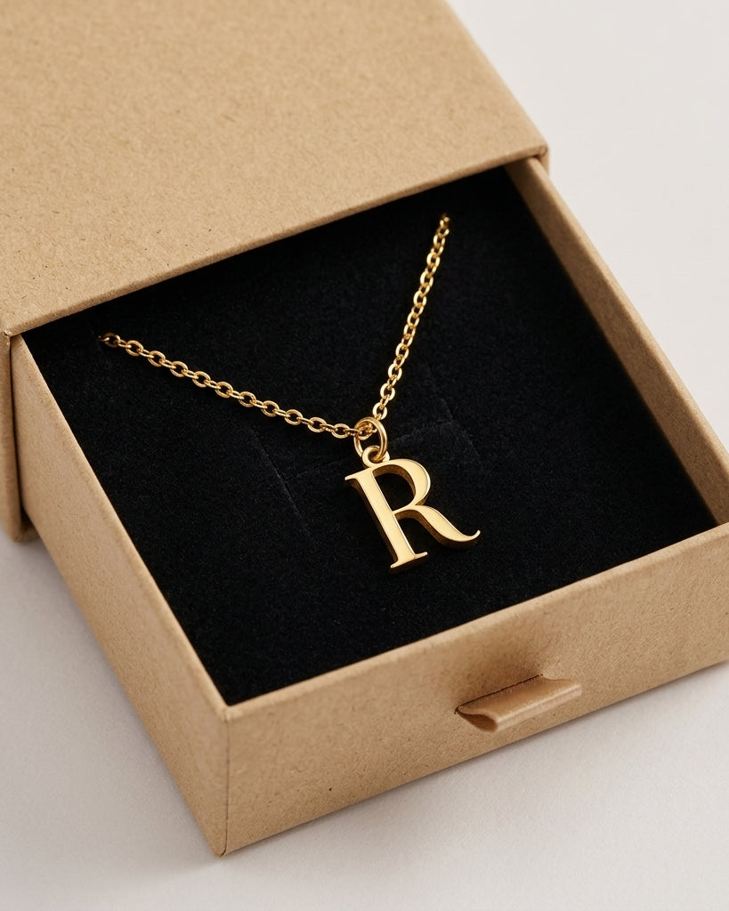 R Necklace | Initial & Letter R Pendant, Gold & Silver