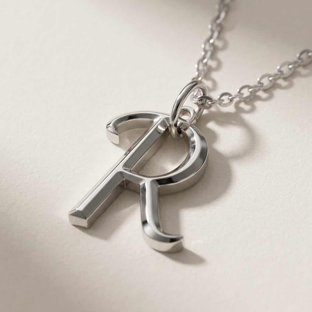 R Necklace | Initial & Letter R Pendant, Gold & Silver