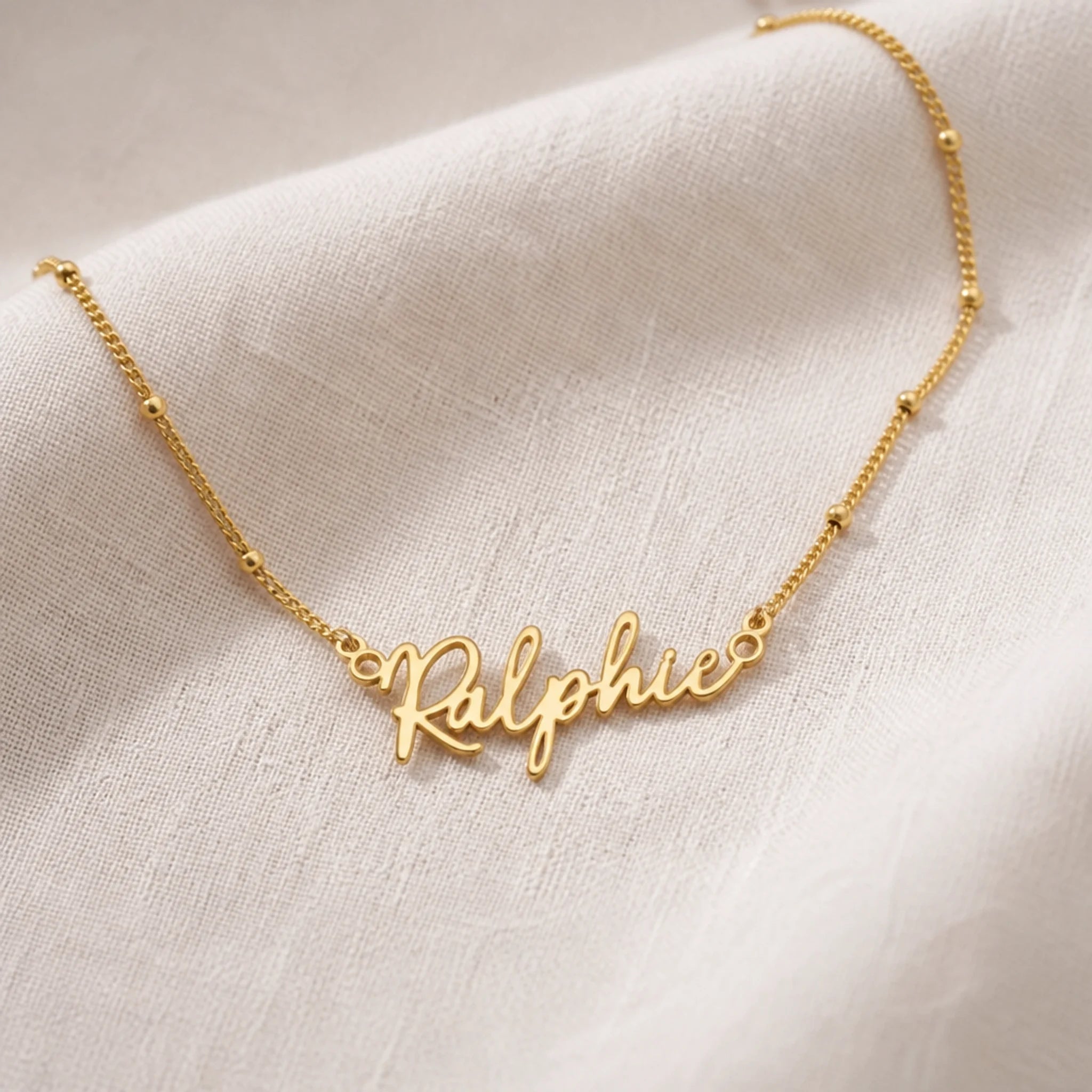 Ralphie Name Necklace | 18ct Gold, Silver & Vermeil | Ready to Ship