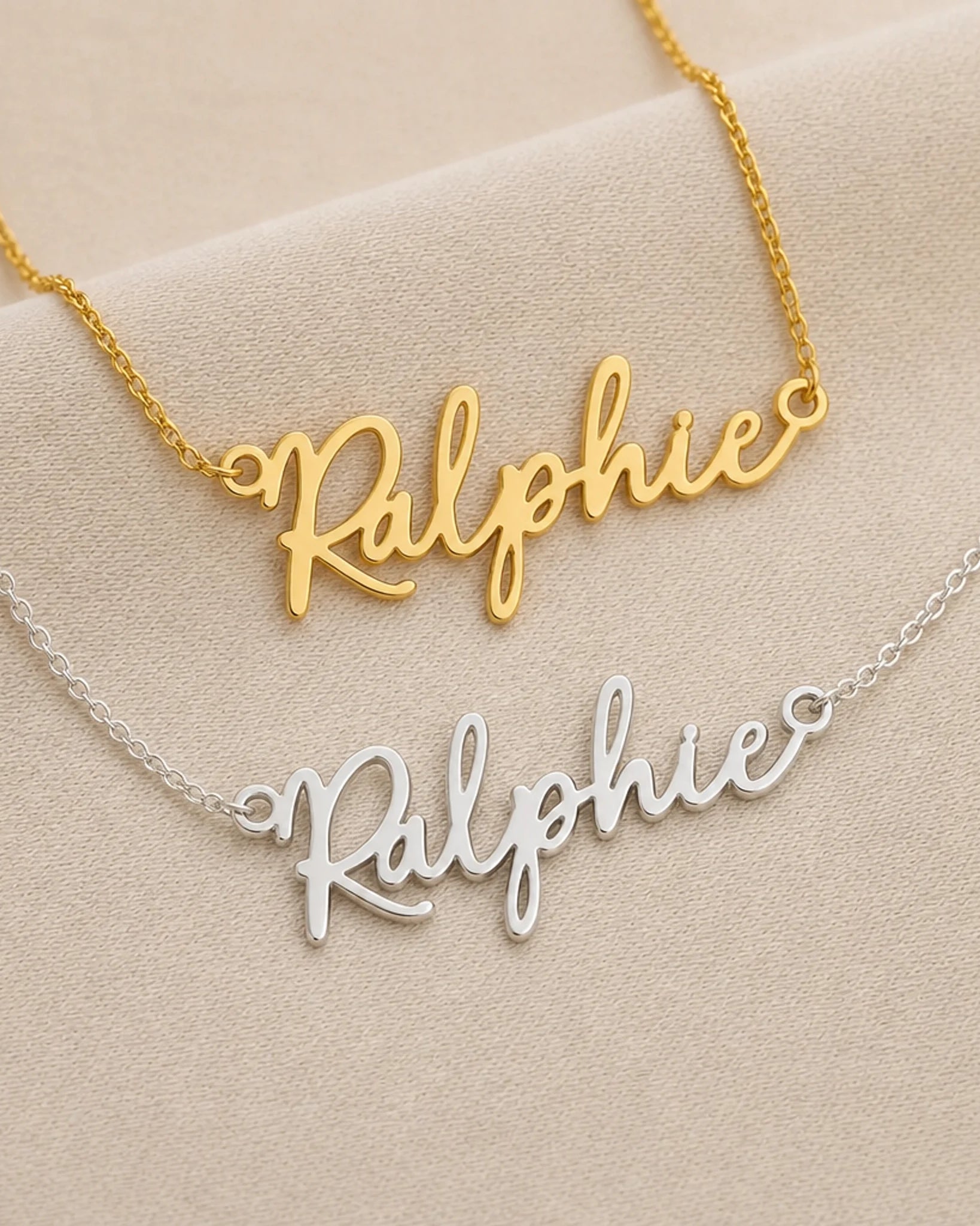 Ralphie Name Necklace | 18ct Gold, Silver & Vermeil | Ready to Ship