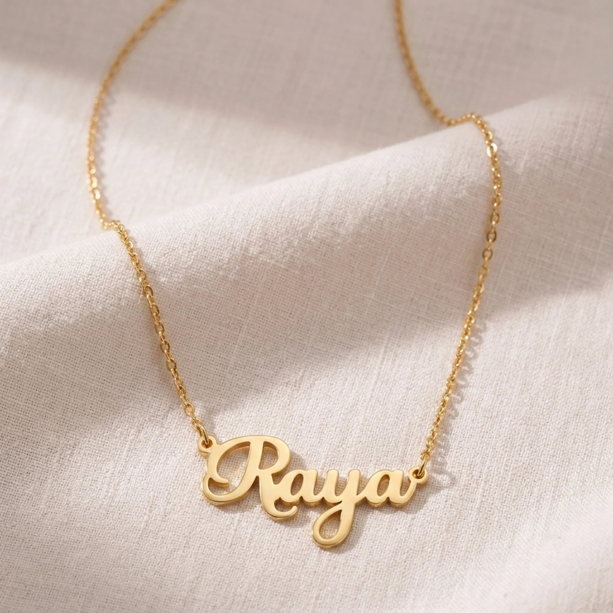 Raya Name Necklace | 18ct Gold, Silver & Vermeil | Ready to Ship