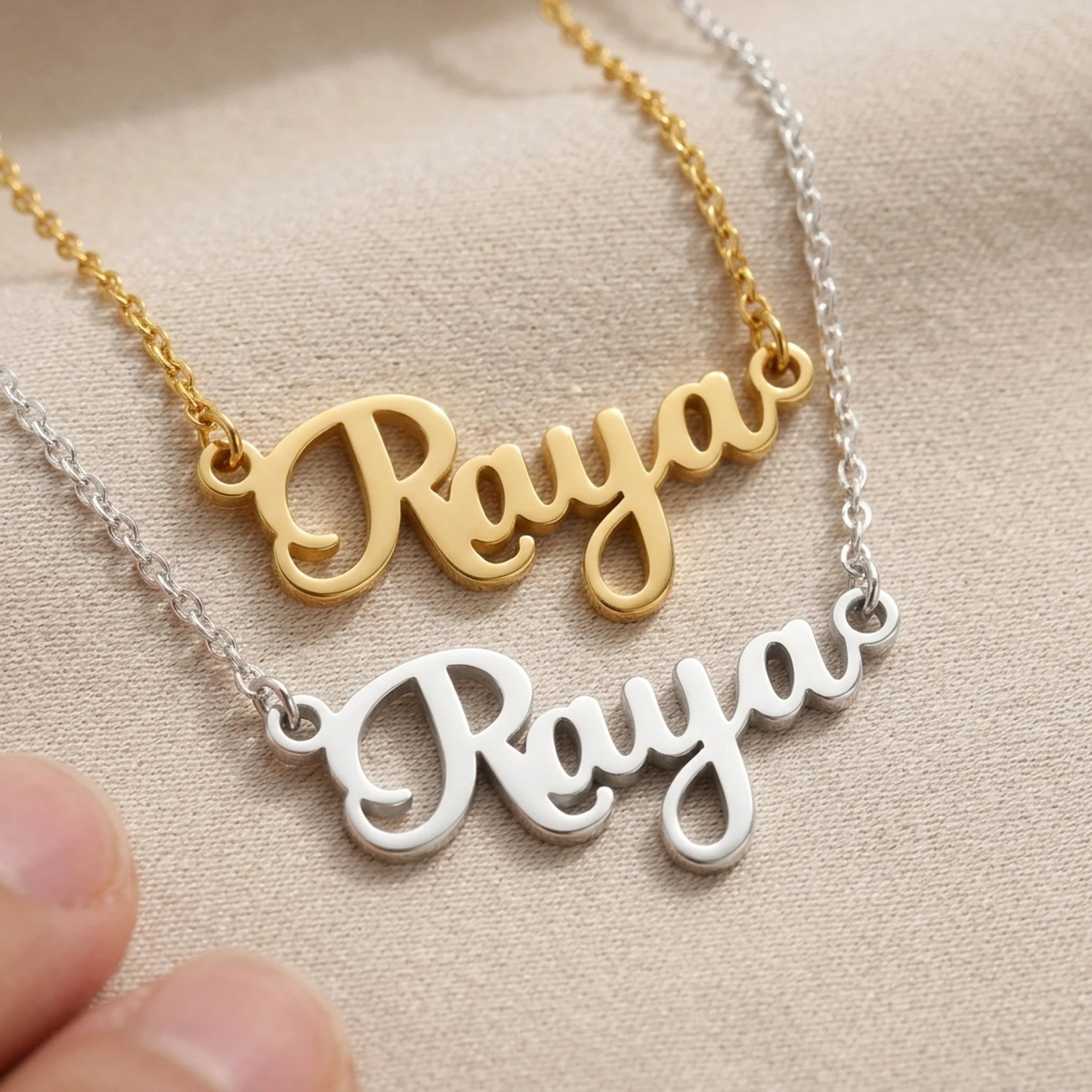 Raya Name Necklace | 18ct Gold, Silver & Vermeil | Ready to Ship