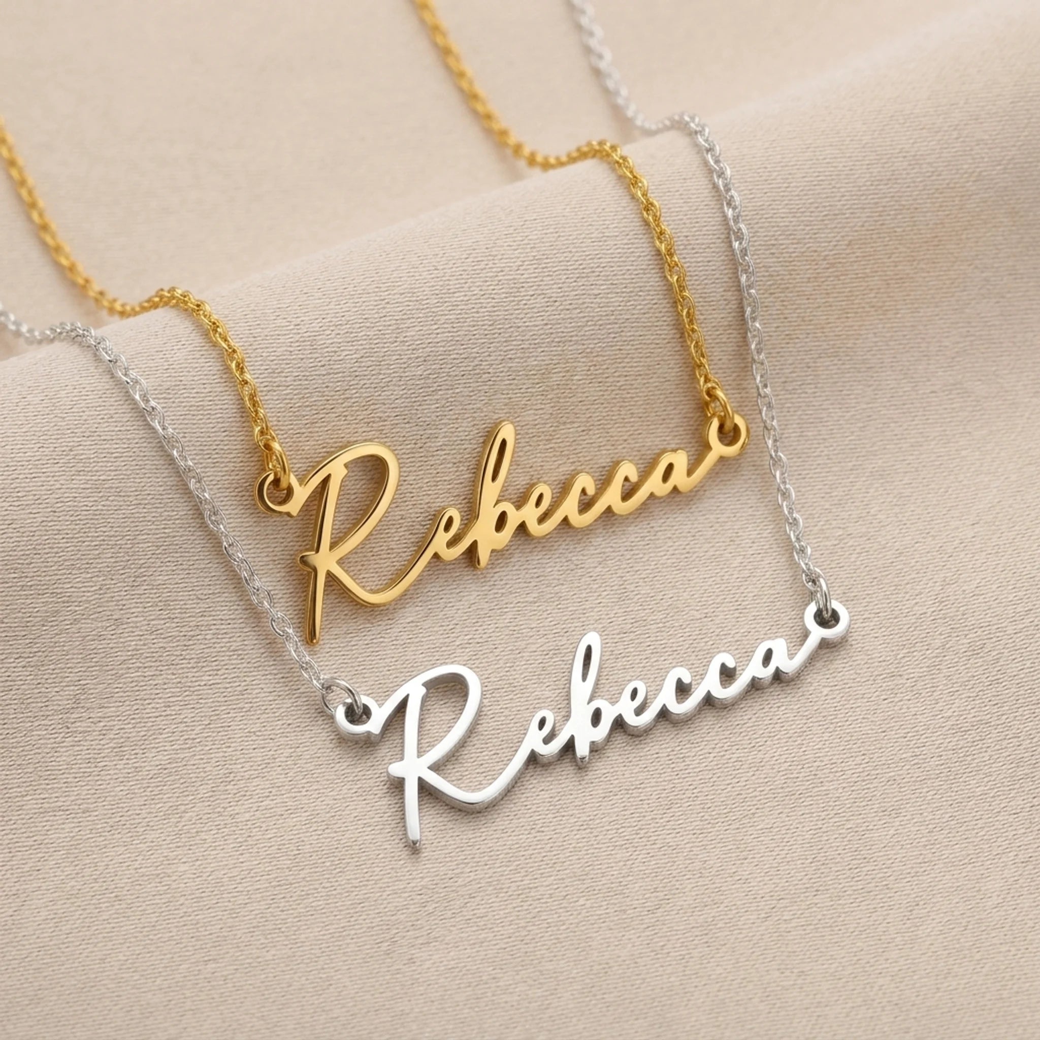 Rebecca Name Necklace | 18ct Gold, Silver & Vermeil | Ready to Ship
