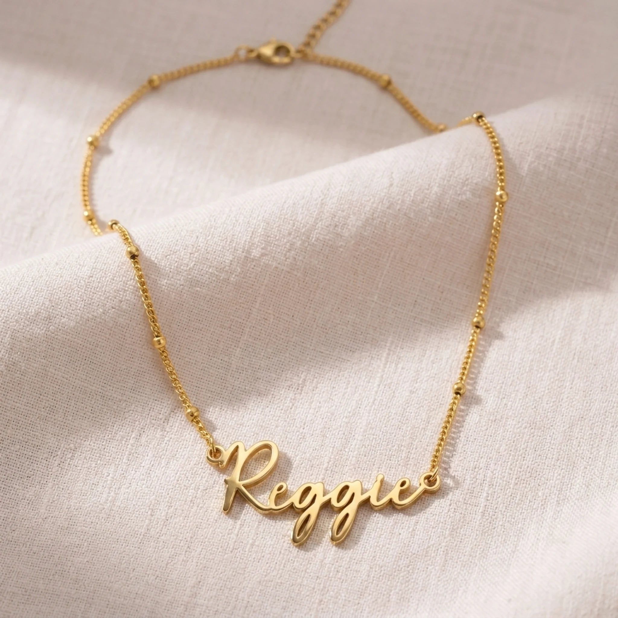Reggie Name Necklace | 18ct Gold, Silver & Vermeil | Ready to Ship