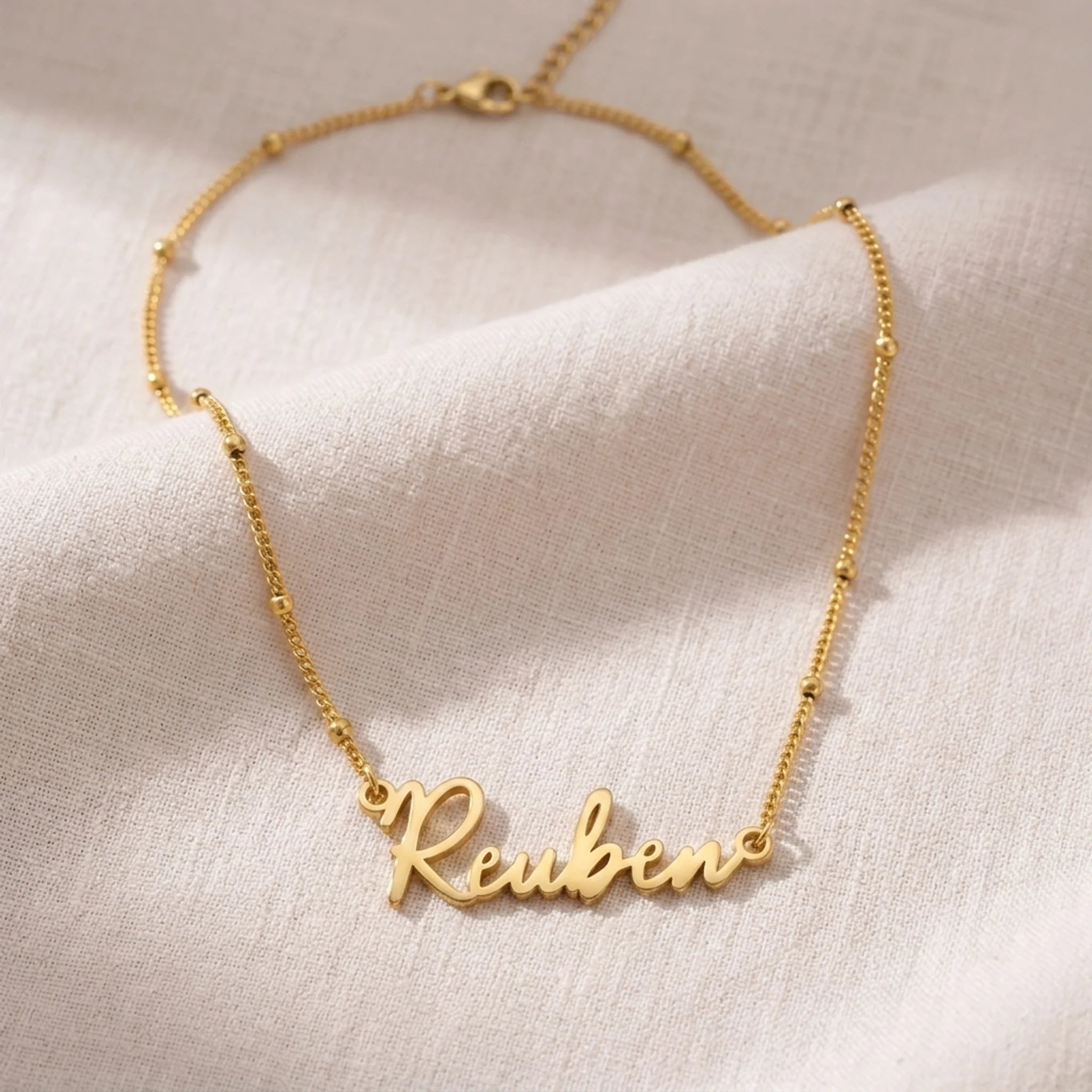 Reuben Name Necklace | 18ct Gold, Silver & Vermeil | Ready to Ship