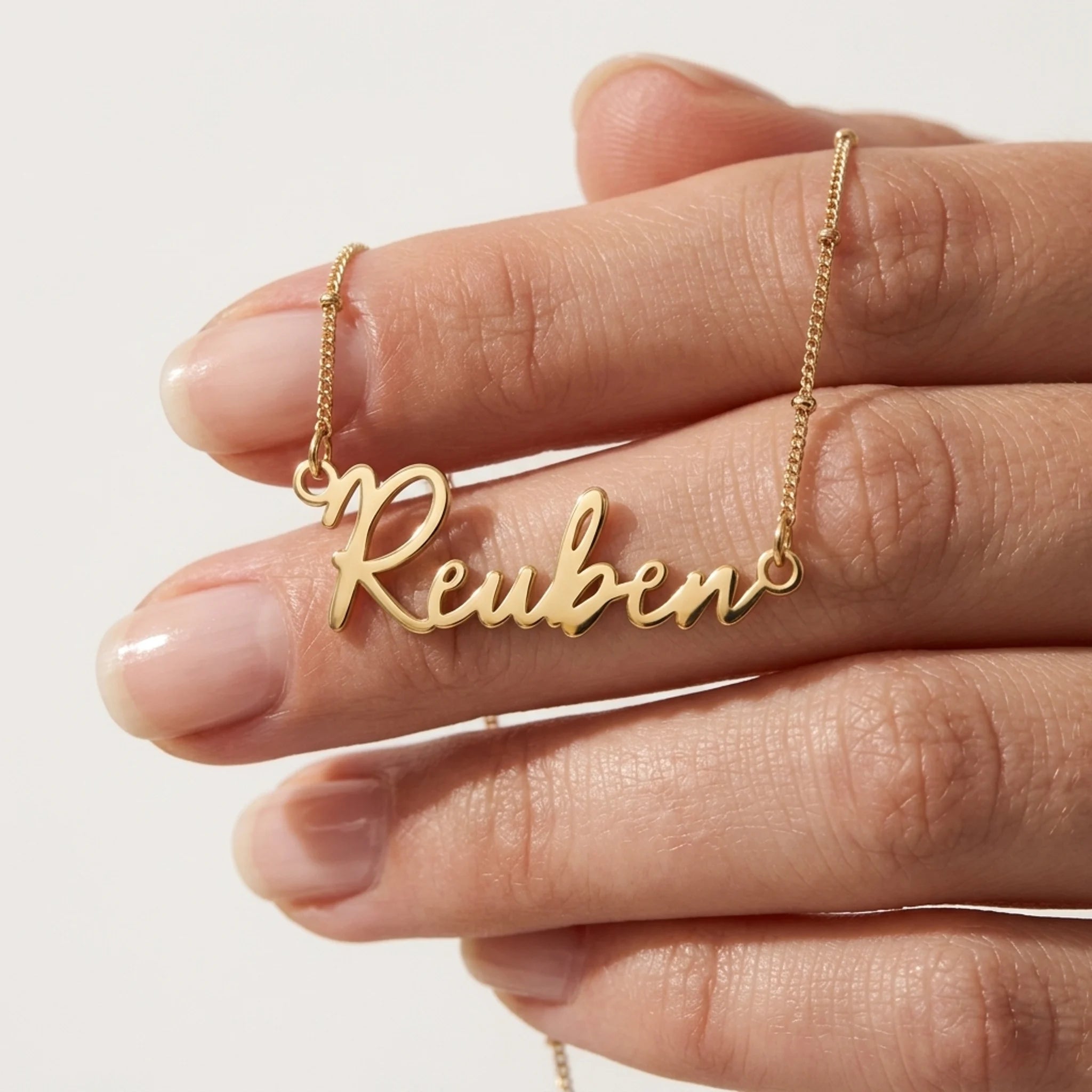 Reuben Name Necklace | 18ct Gold, Silver & Vermeil | Ready to Ship