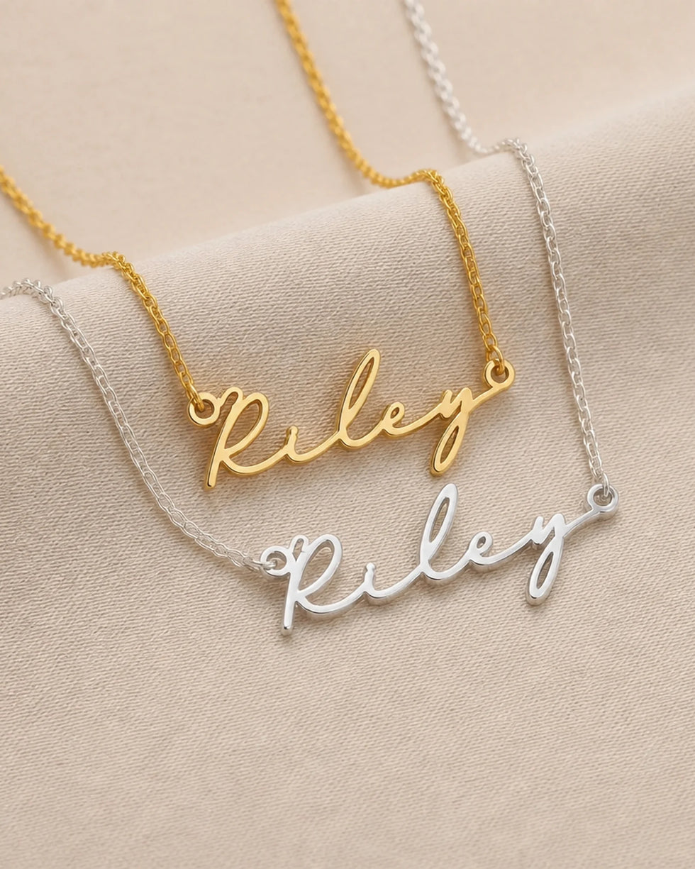 Riley Name Necklace | 18ct Gold, Silver & Vermeil | Ready to Ship