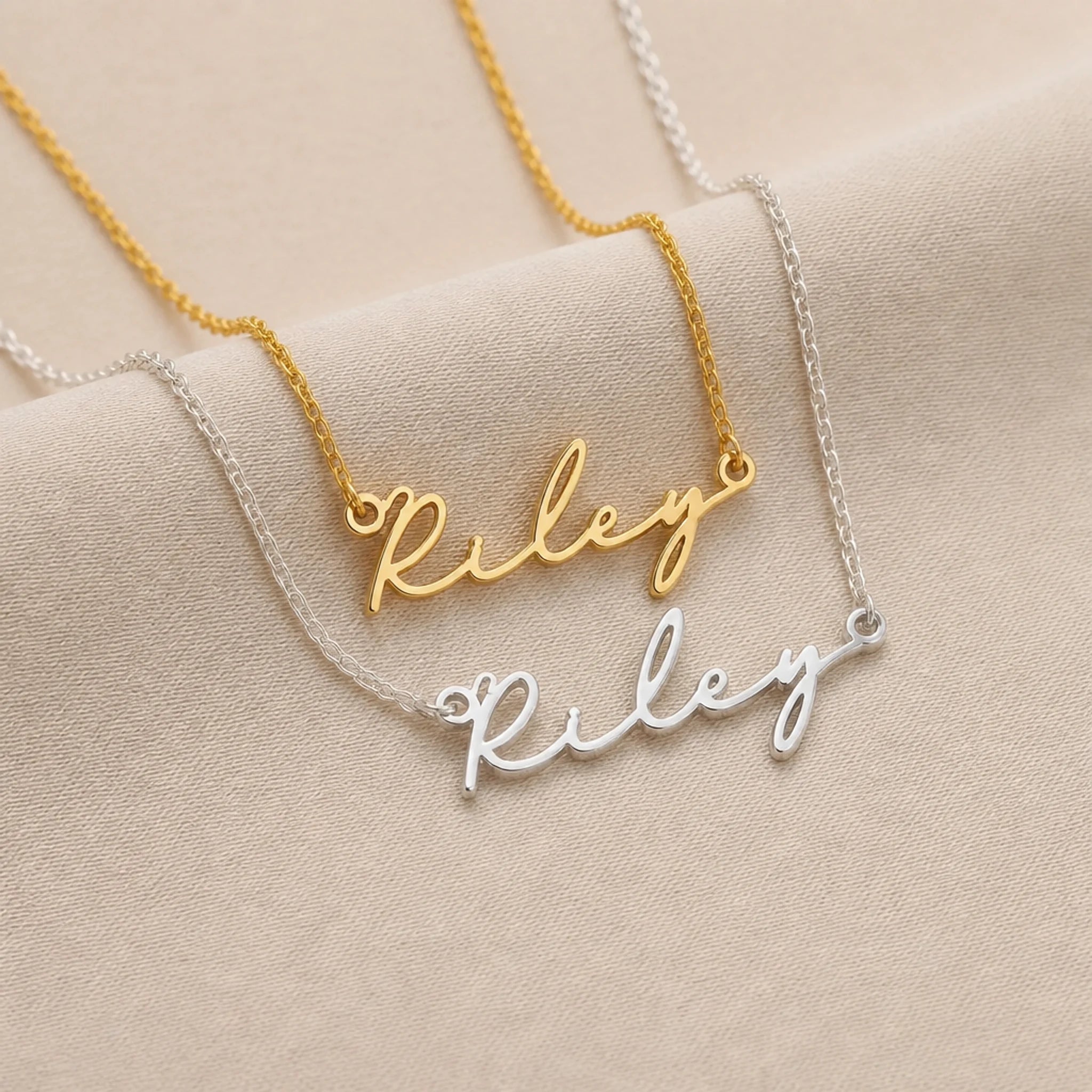 Riley Name Necklace | 18ct Gold, Silver & Vermeil | Ready to Ship