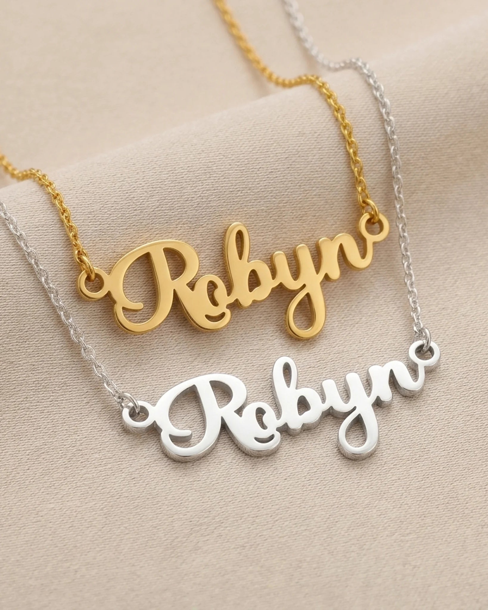 Robyn Name Necklace | 18ct Gold, Silver & Vermeil | Ready to Ship