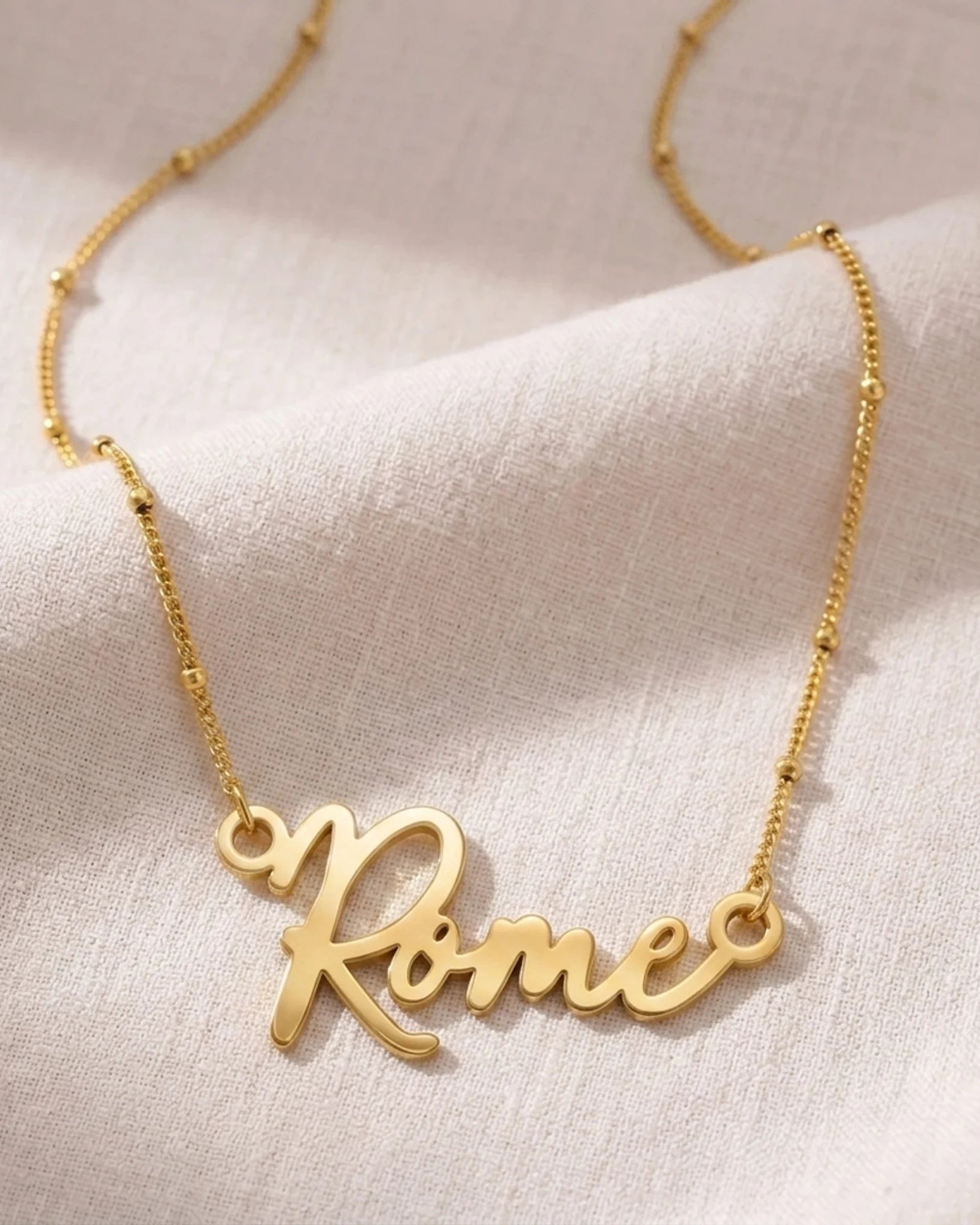 Rome Name Necklace | 18ct Gold, Silver & Vermeil | Ready to Ship