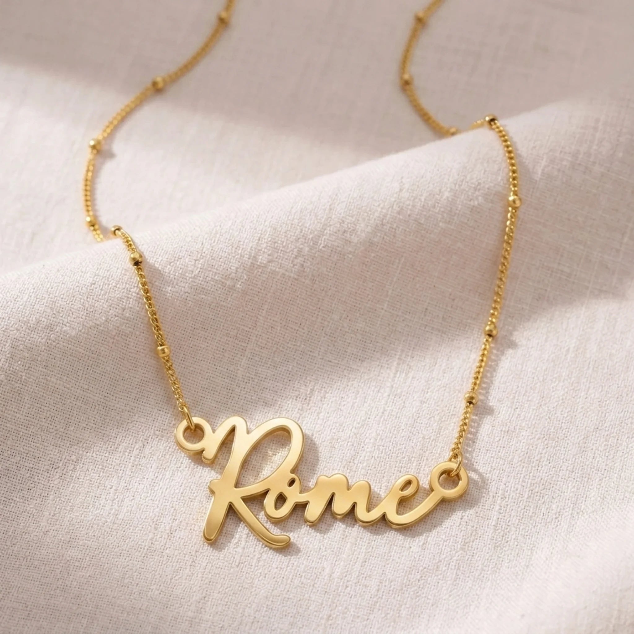 Rome Name Necklace | 18ct Gold, Silver & Vermeil | Ready to Ship
