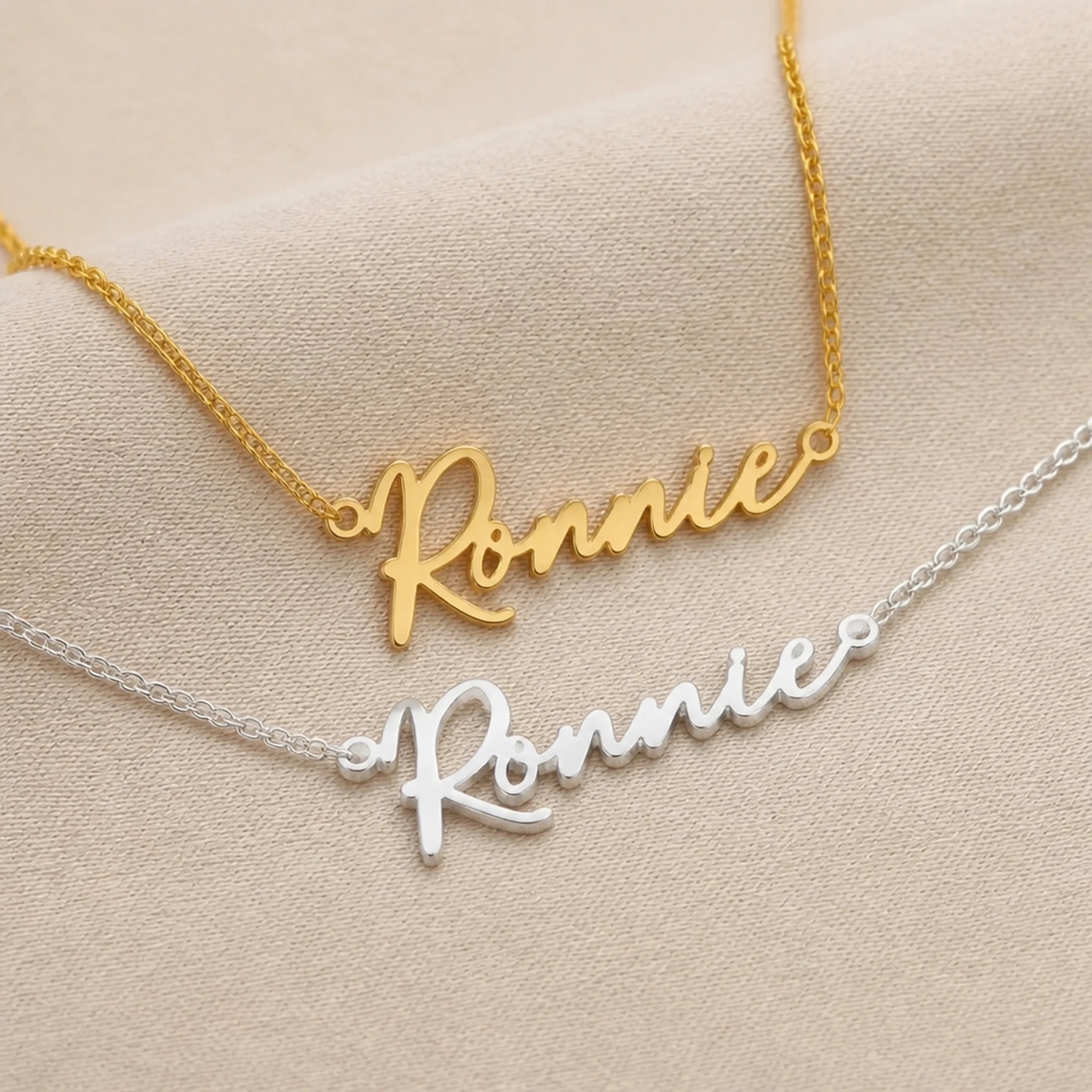 Ronnie Name Necklace | 18ct Gold, Silver & Vermeil | Ready to Ship