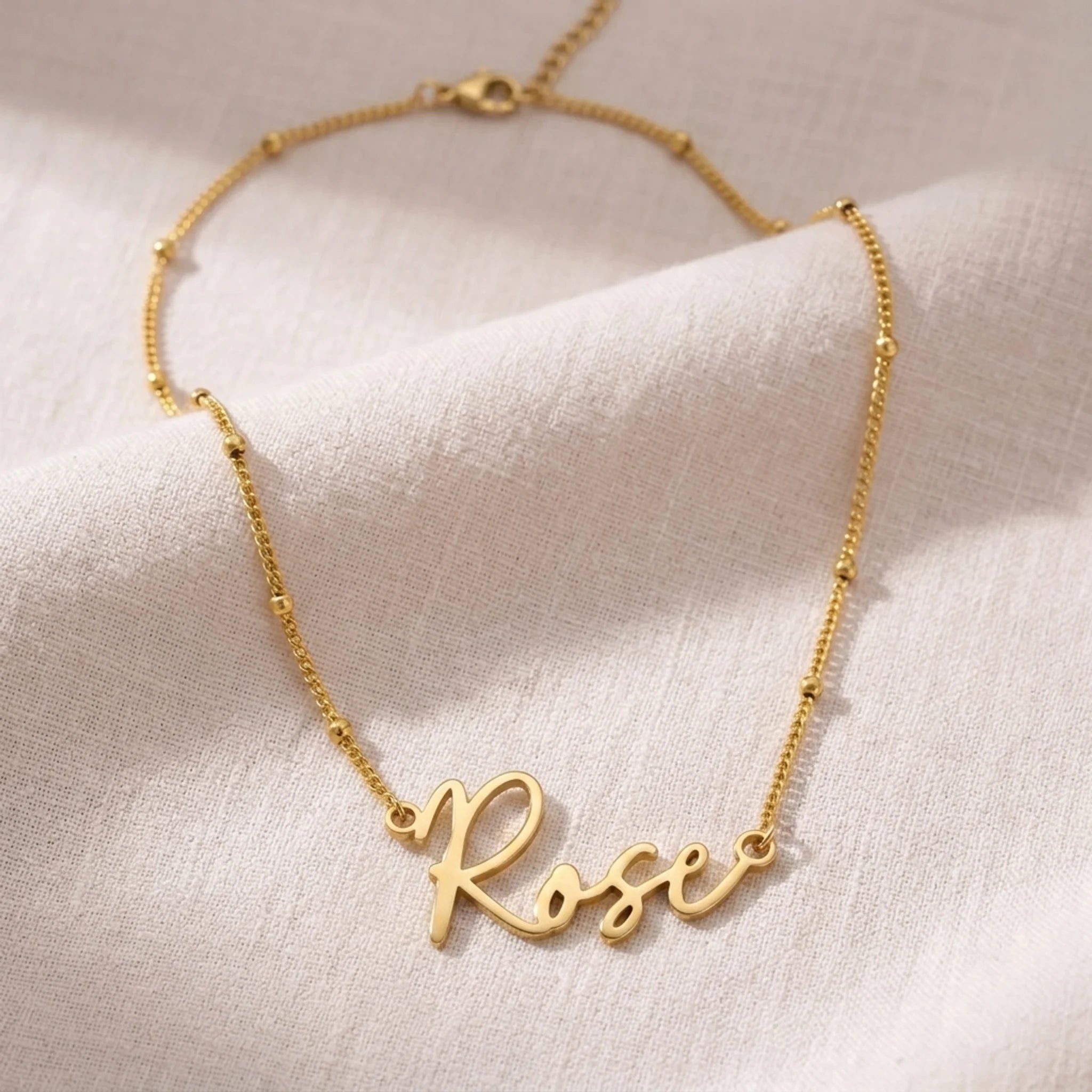 Rose Name Necklace | 18ct Gold, Silver & Vermeil | Ready to Ship