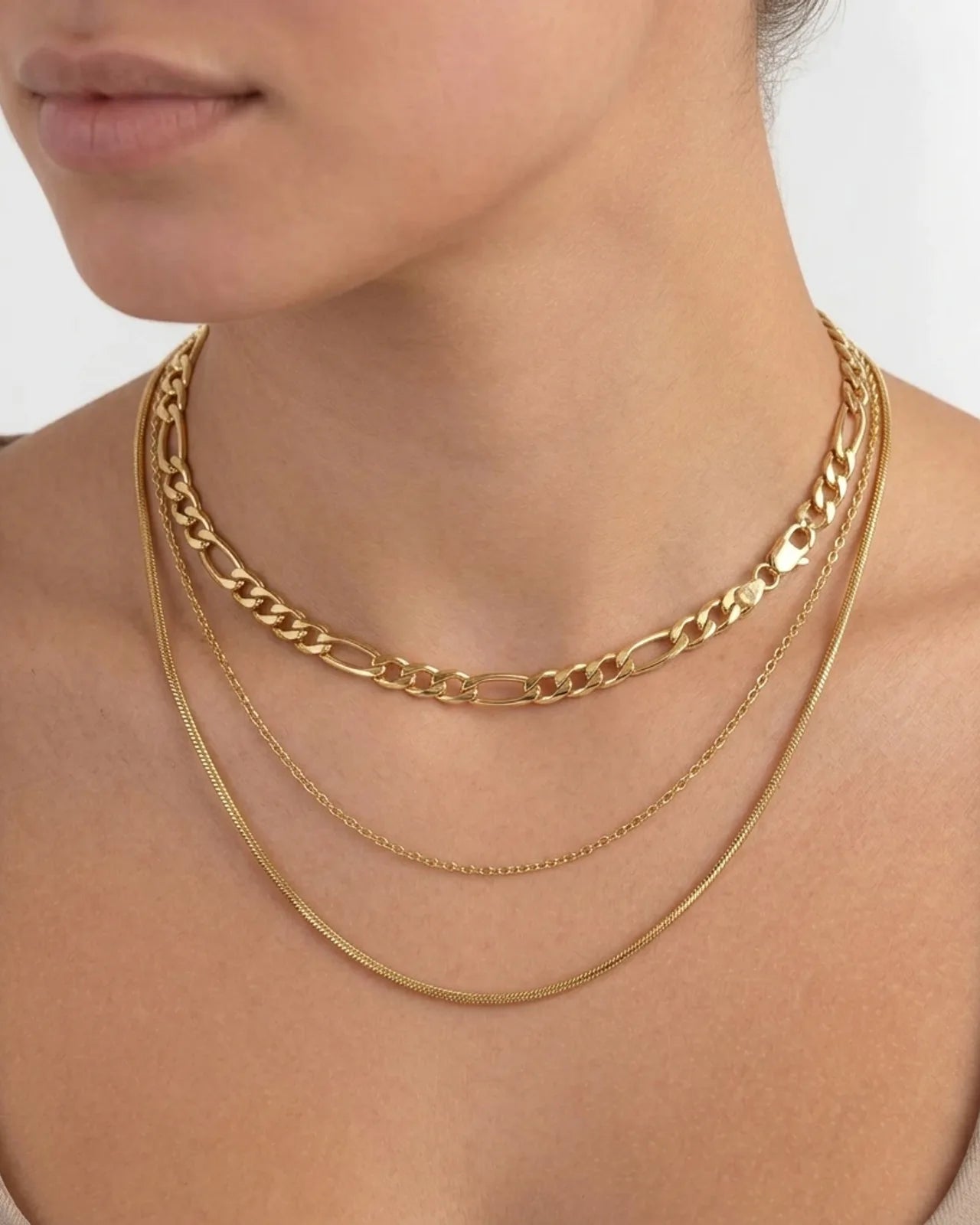 Round & Oval Link Chain Necklace in 18k Yellow Gold & 925 Sterling Silver