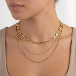 Round & Oval Link Chain Necklace in 18k Yellow Gold & 925 Sterling Silver