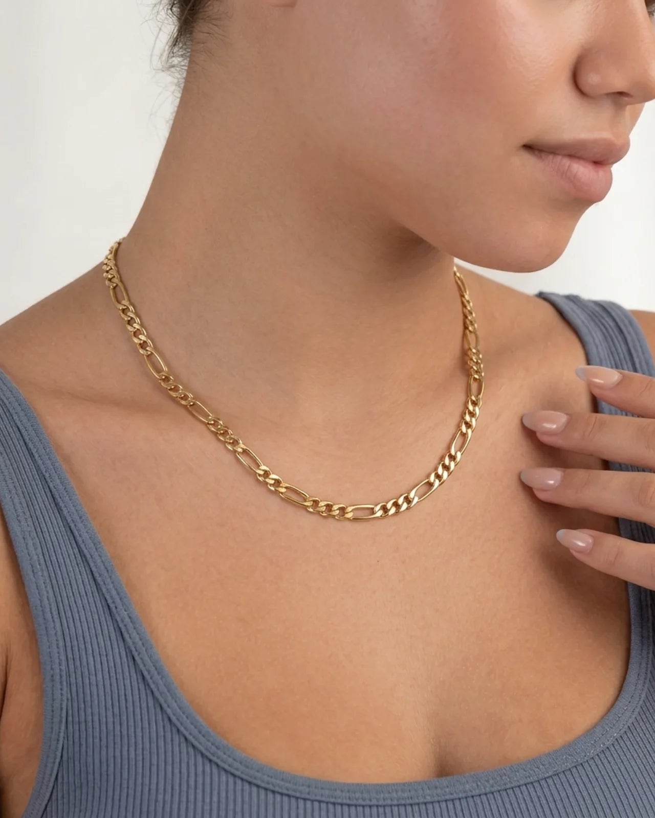 Round & Oval Link Chain Necklace in 18k Yellow Gold & 925 Sterling Silver