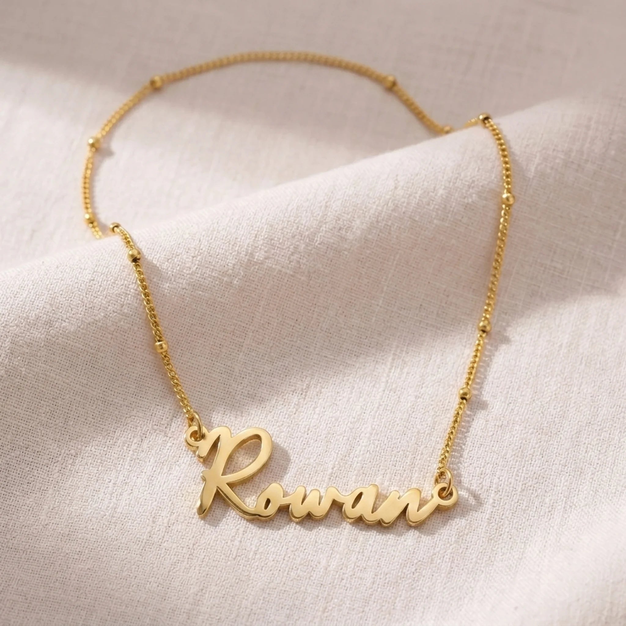 Rowan Name Necklace | 18ct Gold, Silver & Vermeil | Ready to Ship