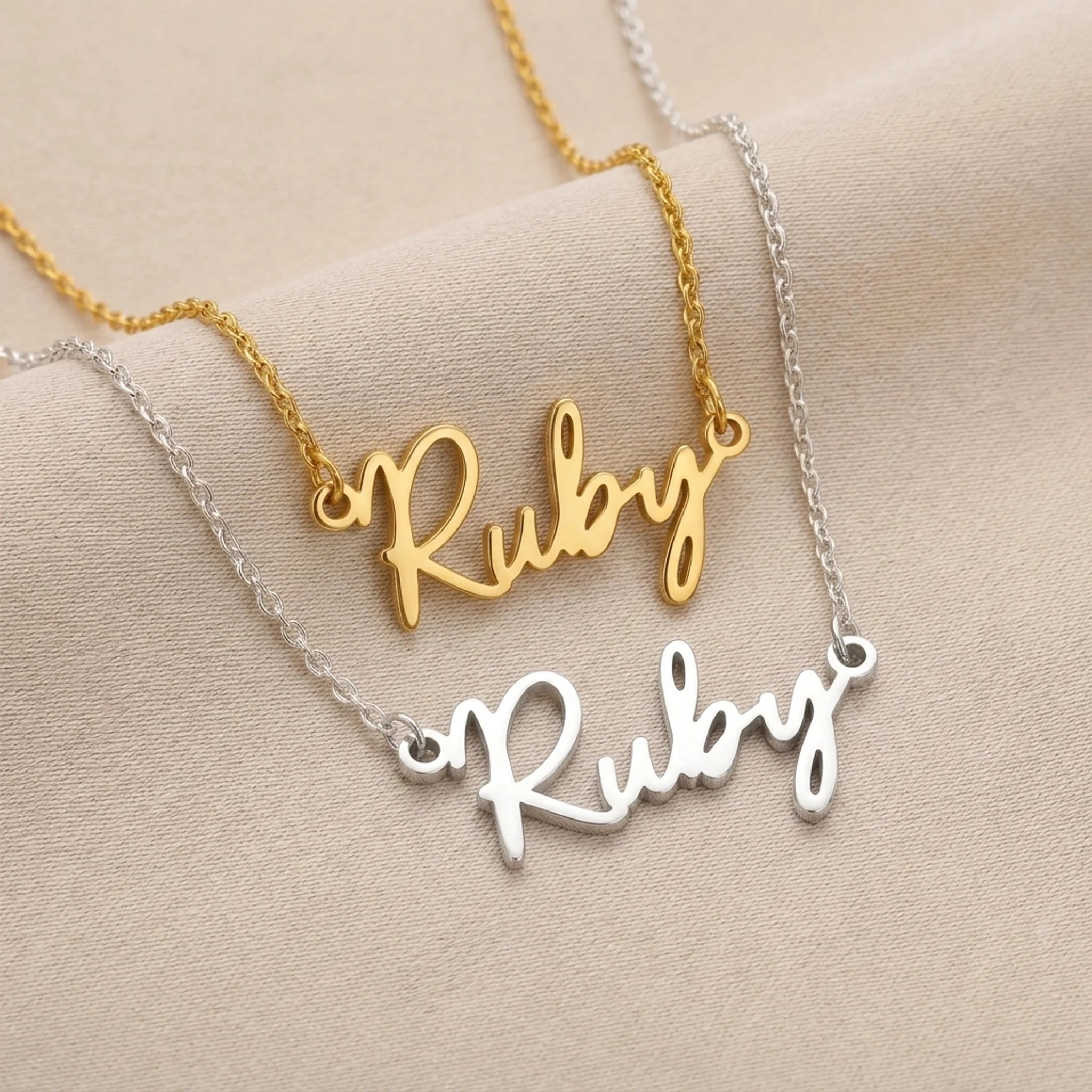 Ruby Name Necklace | 18ct Gold, Silver & Vermeil | Ready to Ship