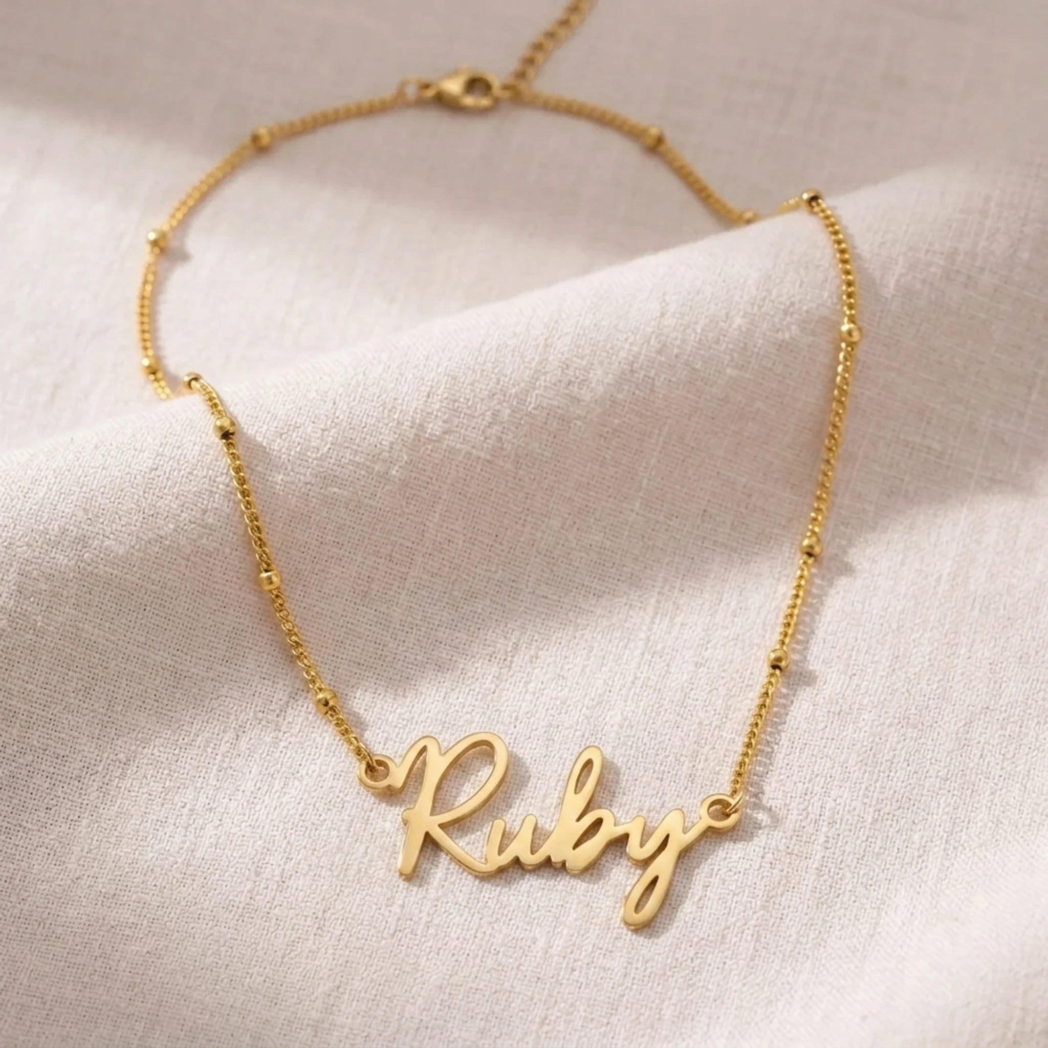 Ruby Name Necklace | 18ct Gold, Silver & Vermeil | Ready to Ship