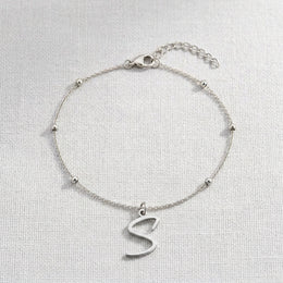 S Bracelet | Initial & Letter S Charm, Gold & Silver