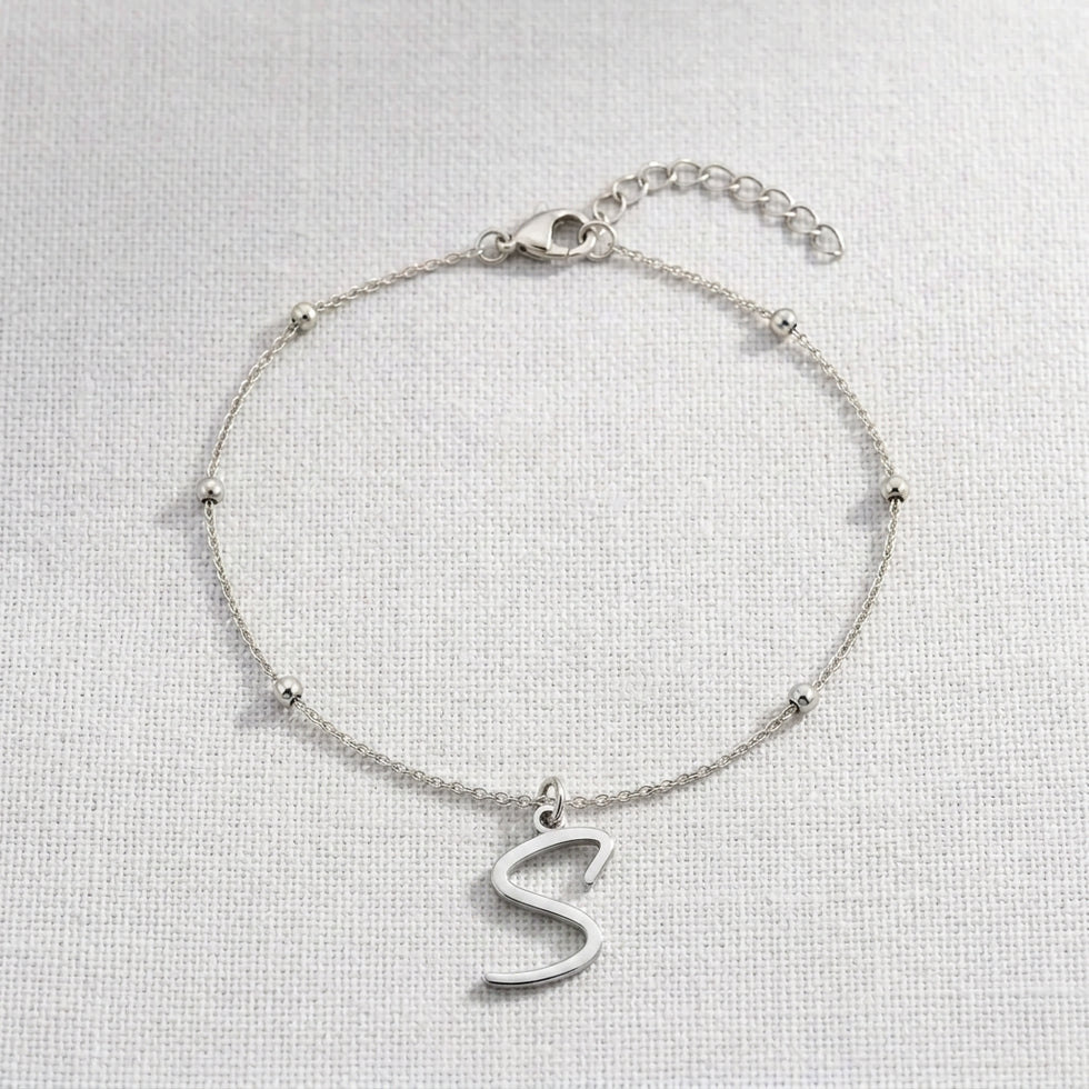 S Bracelet | Initial & Letter S Charm, Gold & Silver