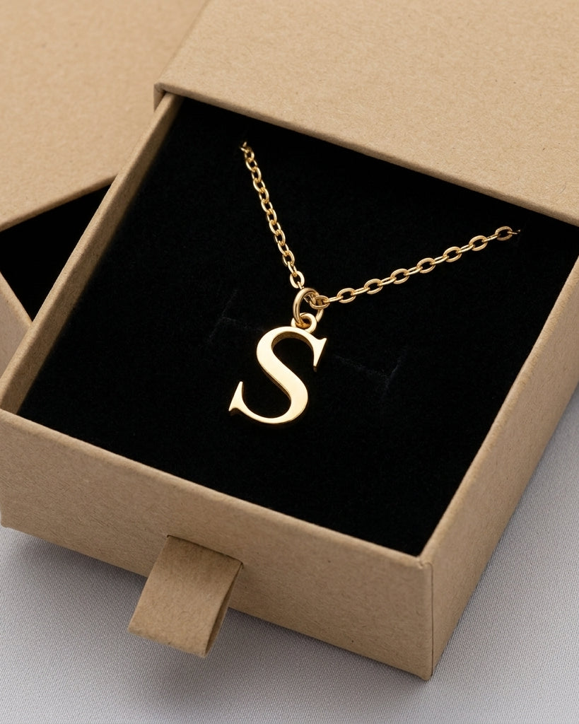 S Necklace | Initial & Letter S Pendant, Gold & Silver