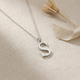 S Necklace | Initial & Letter S Pendant, Gold & Silver