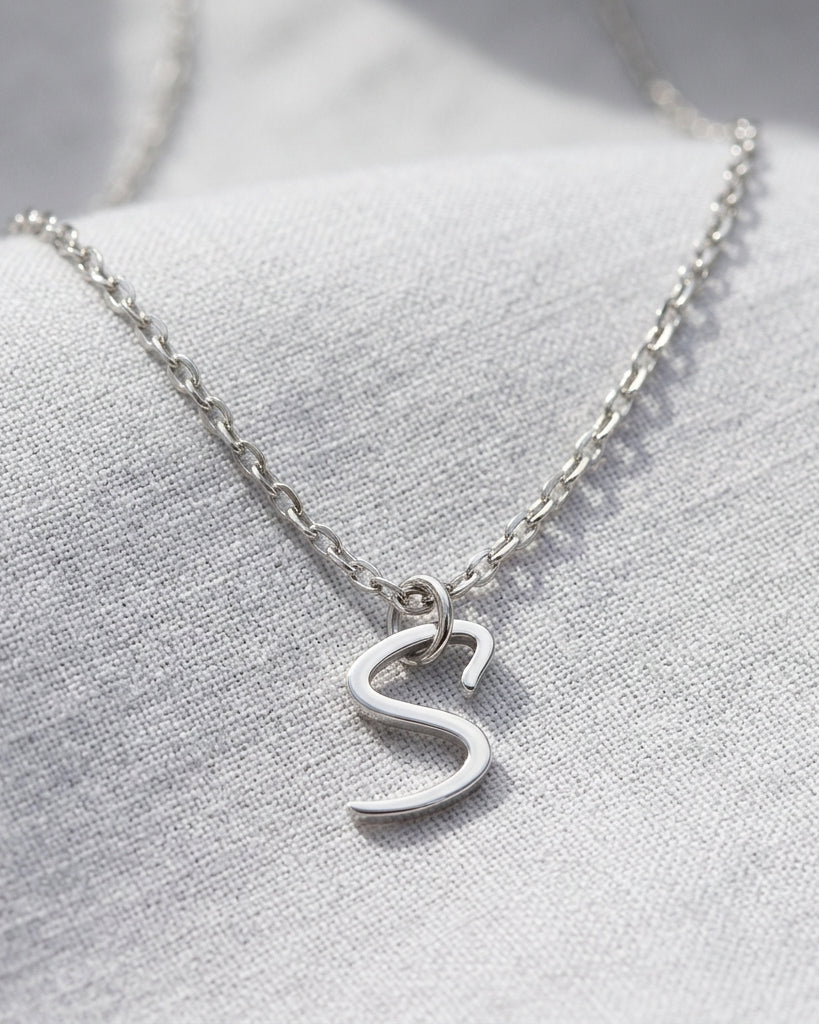 S Necklace | Initial & Letter S Pendant, Gold & Silver