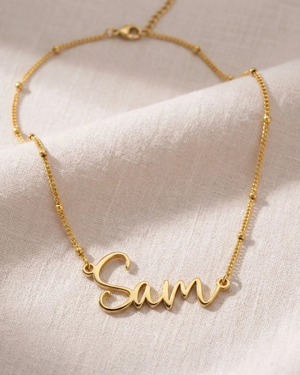 Sam Name Necklace | 18ct Gold, Silver & Vermeil | Ready to Ship