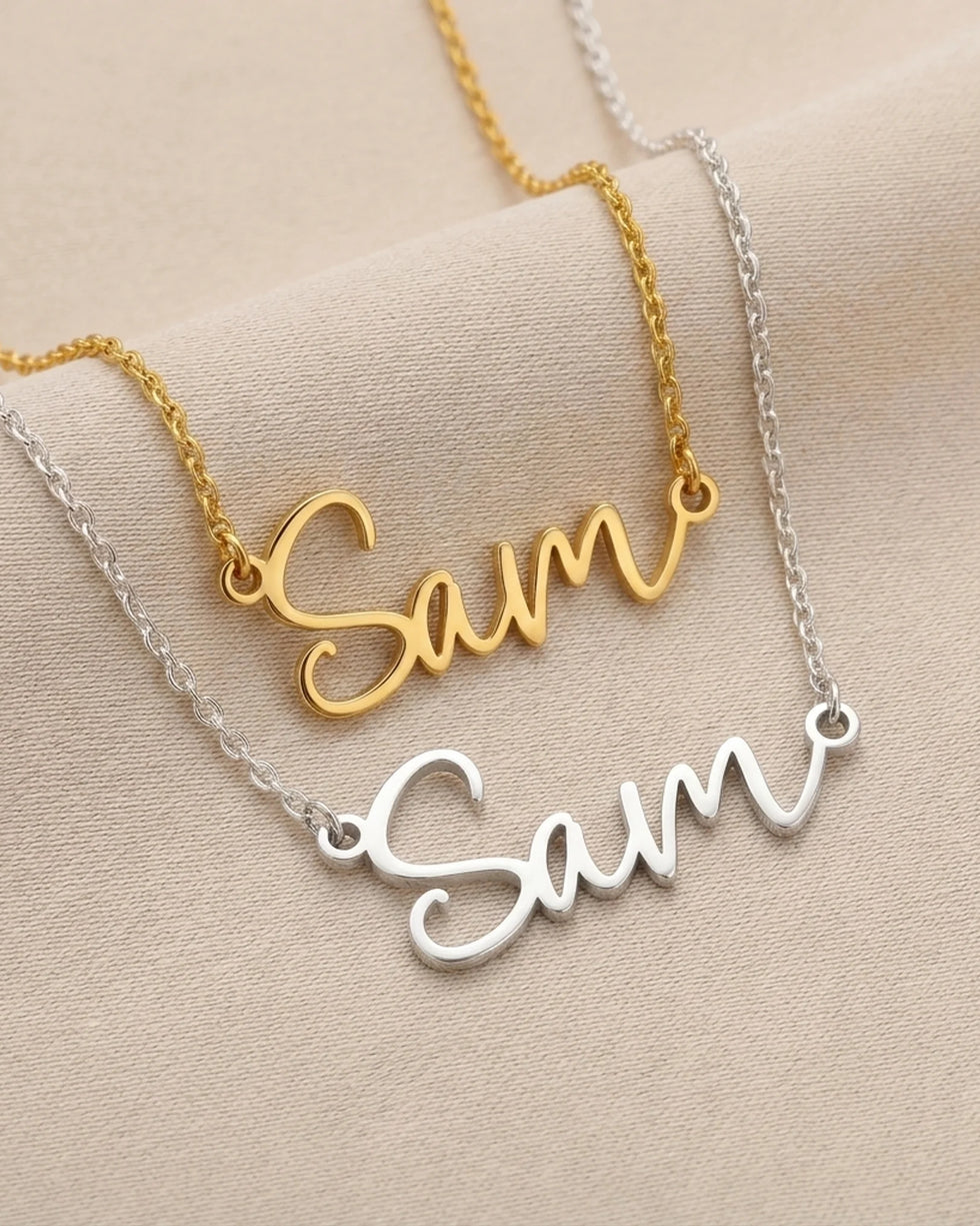 Sam Name Necklace | 18ct Gold, Silver & Vermeil | Ready to Ship