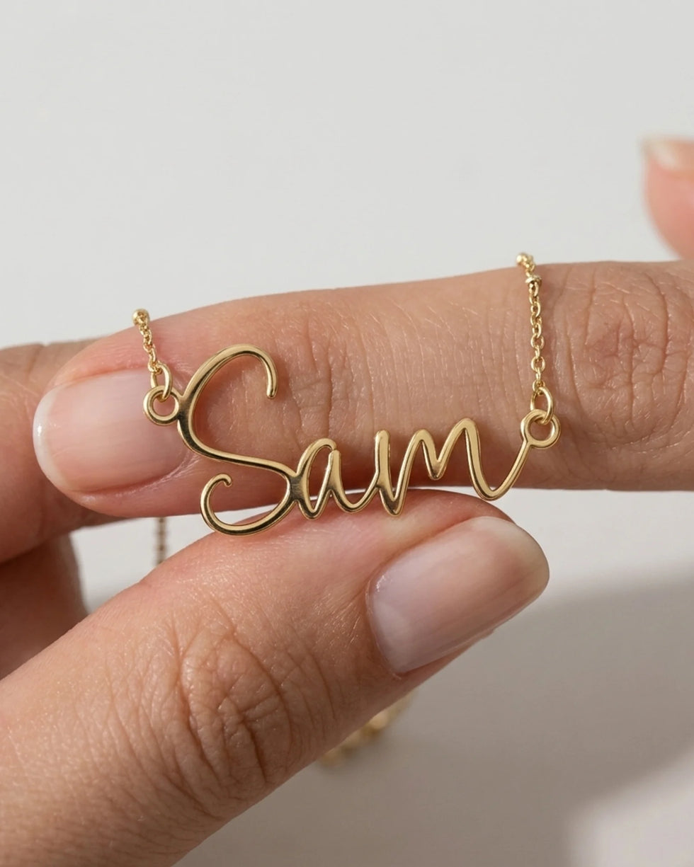 Sam Name Necklace | 18ct Gold, Silver & Vermeil | Ready to Ship