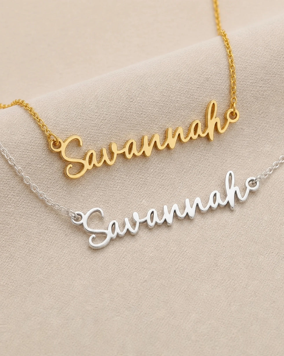 Savannah Name Necklace | 18ct Gold, Silver & Vermeil | Ready to Ship