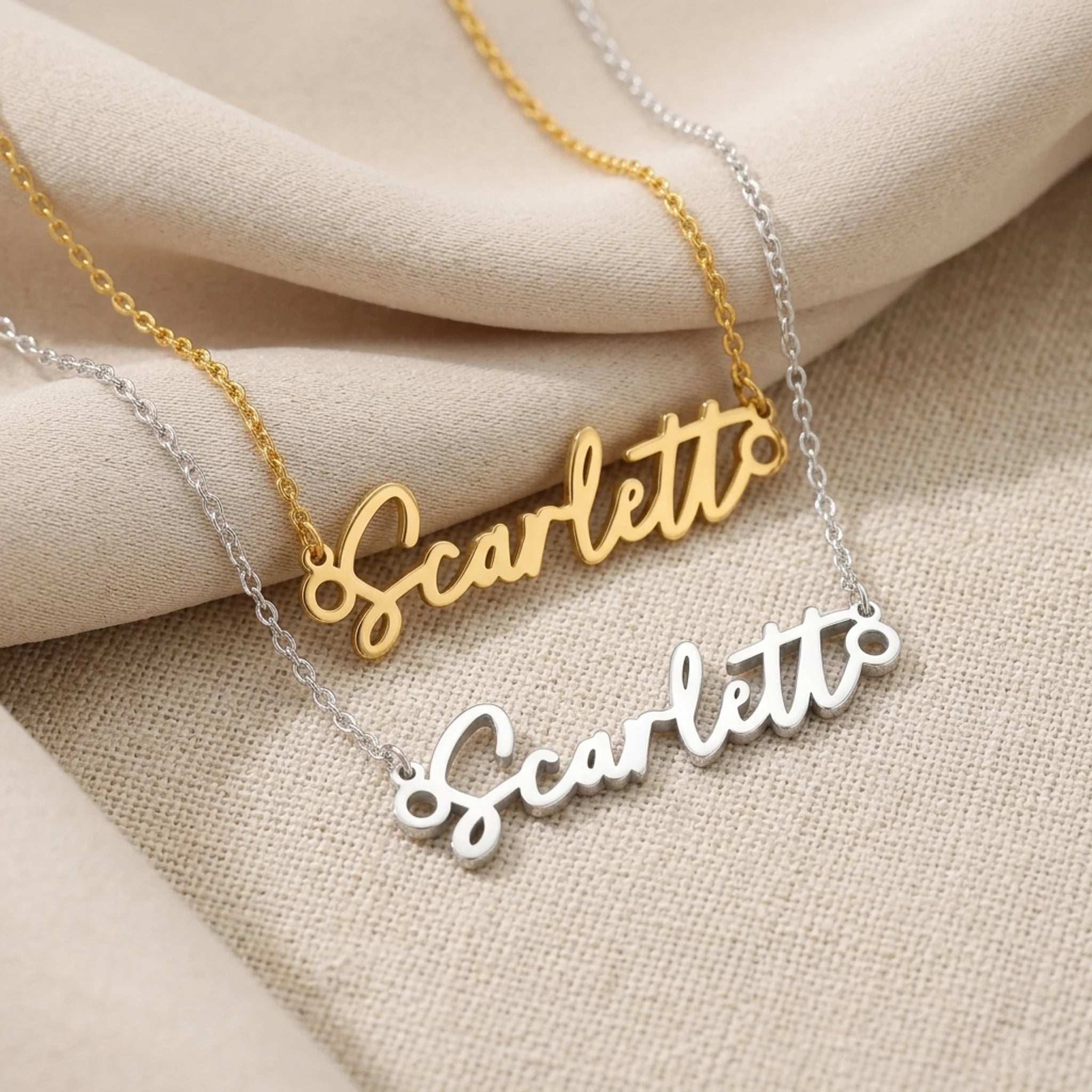 Scarlett Name Necklace | 18ct Gold, Silver & Vermeil | Ready to Ship