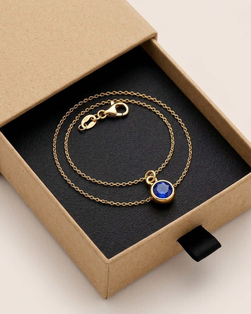 September Birthstone Bracelet | Sapphire, Gold & Silver