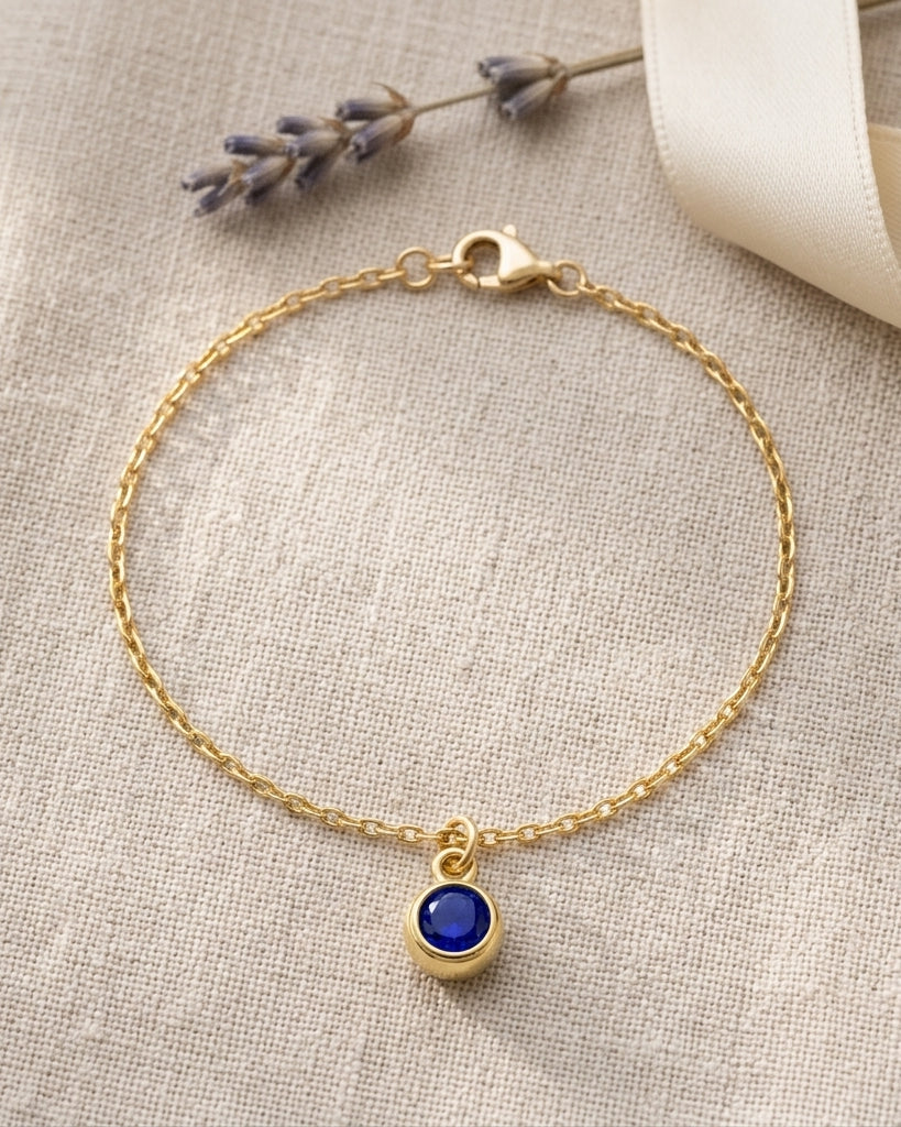 September Birthstone Bracelet | Sapphire, Gold & Silver