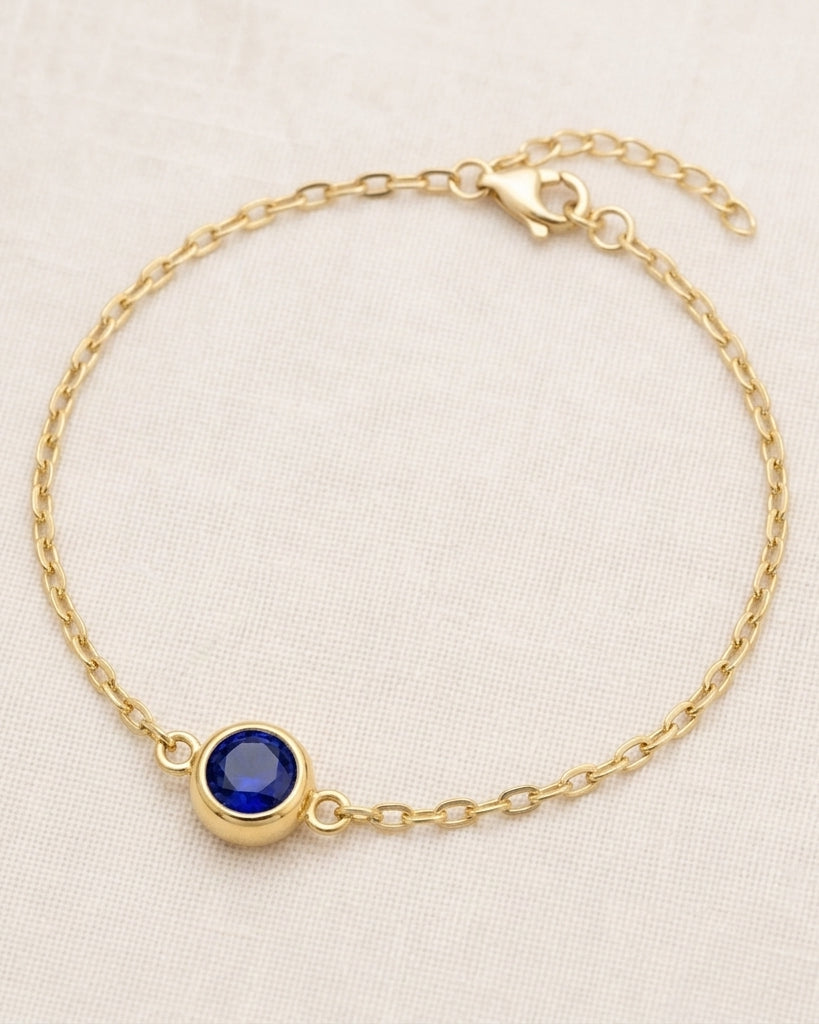 September Birthstone Bracelet | Sapphire, Gold & Silver