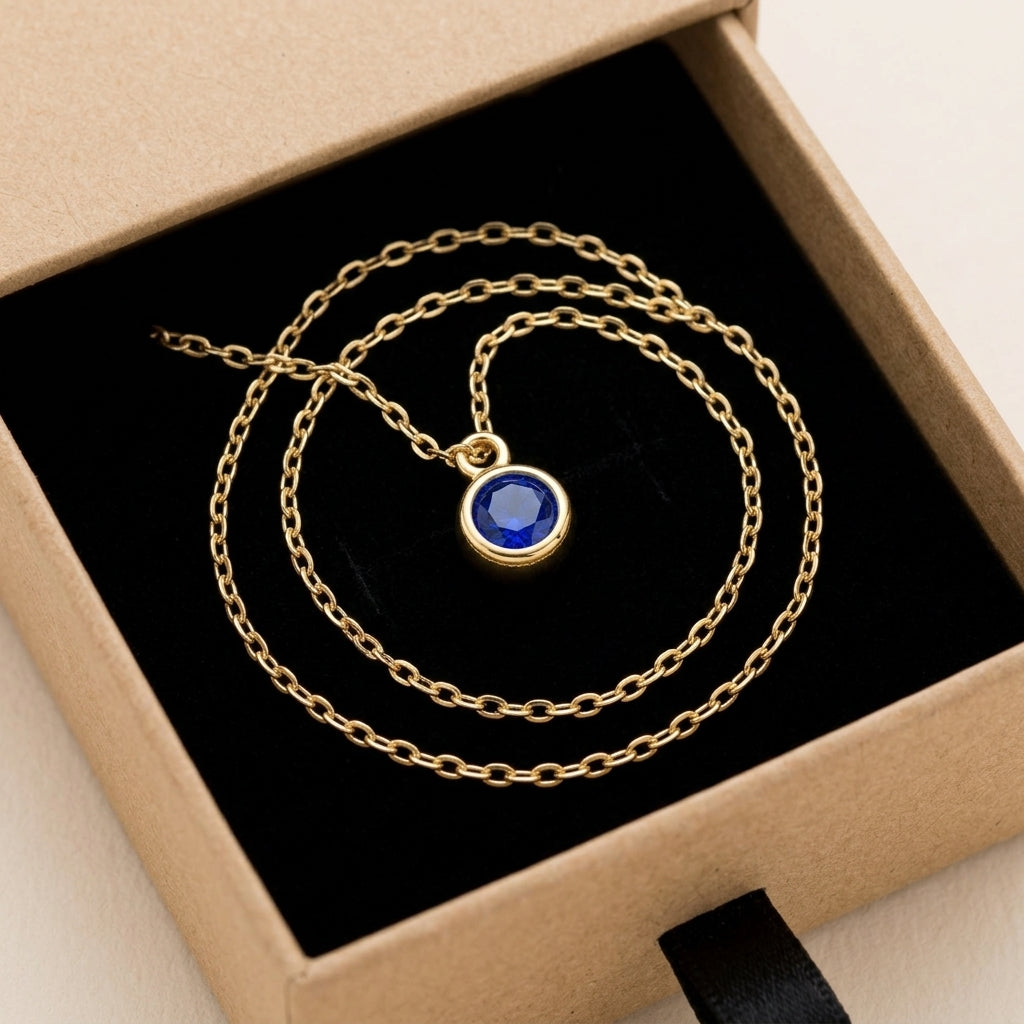 September Birthstone Necklace | Sapphire, Gold & Silver