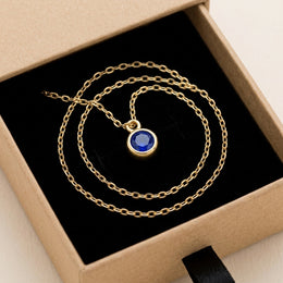 September Birthstone Necklace | Sapphire, Gold & Silver