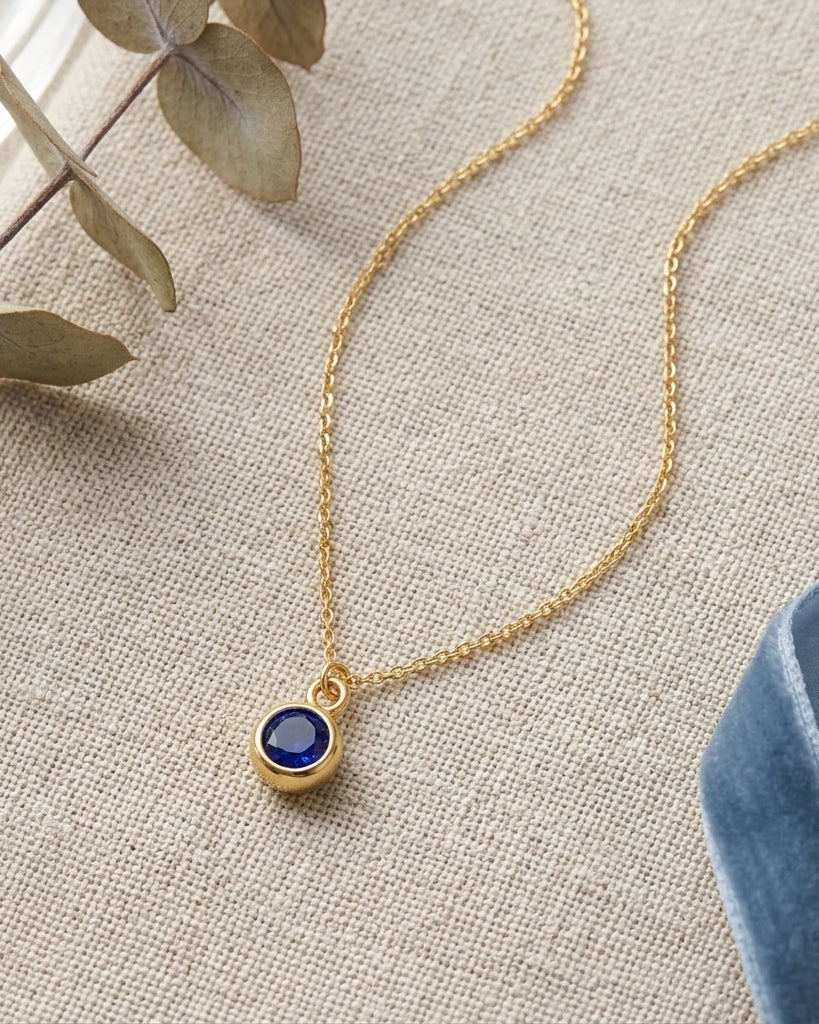 September Birthstone Necklace | Sapphire, Gold & Silver