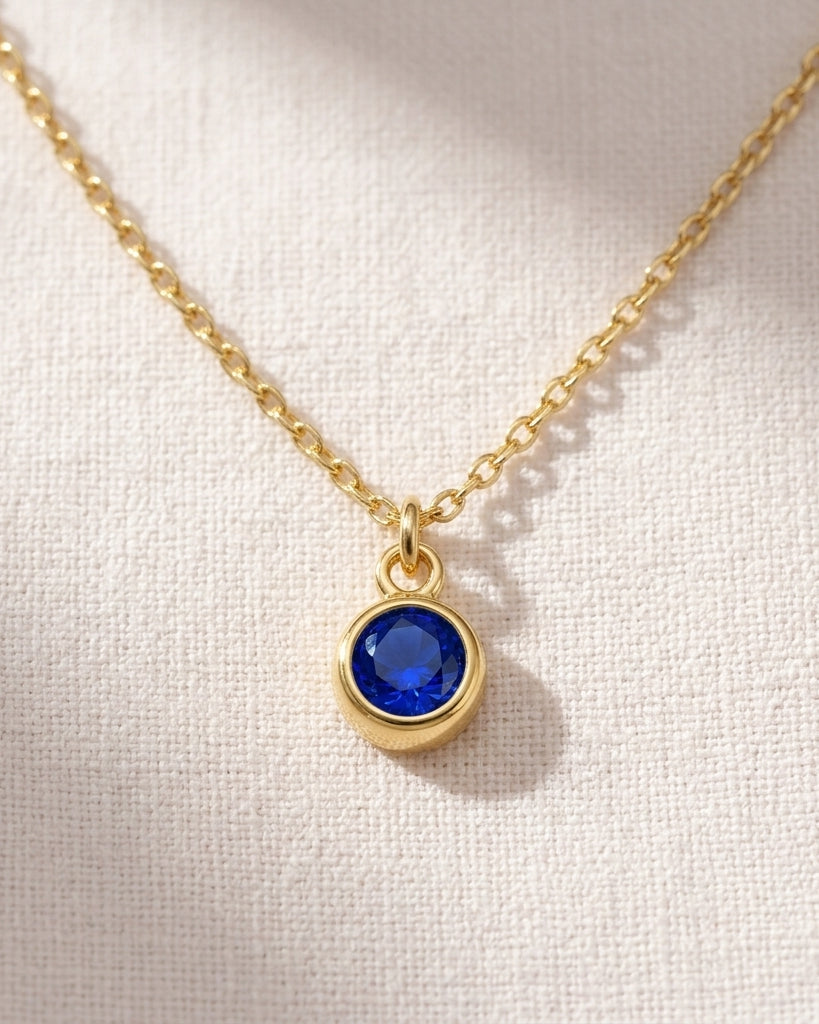 September Birthstone Necklace | Sapphire, Gold & Silver