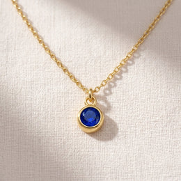 September Birthstone Necklace | Sapphire, Gold & Silver