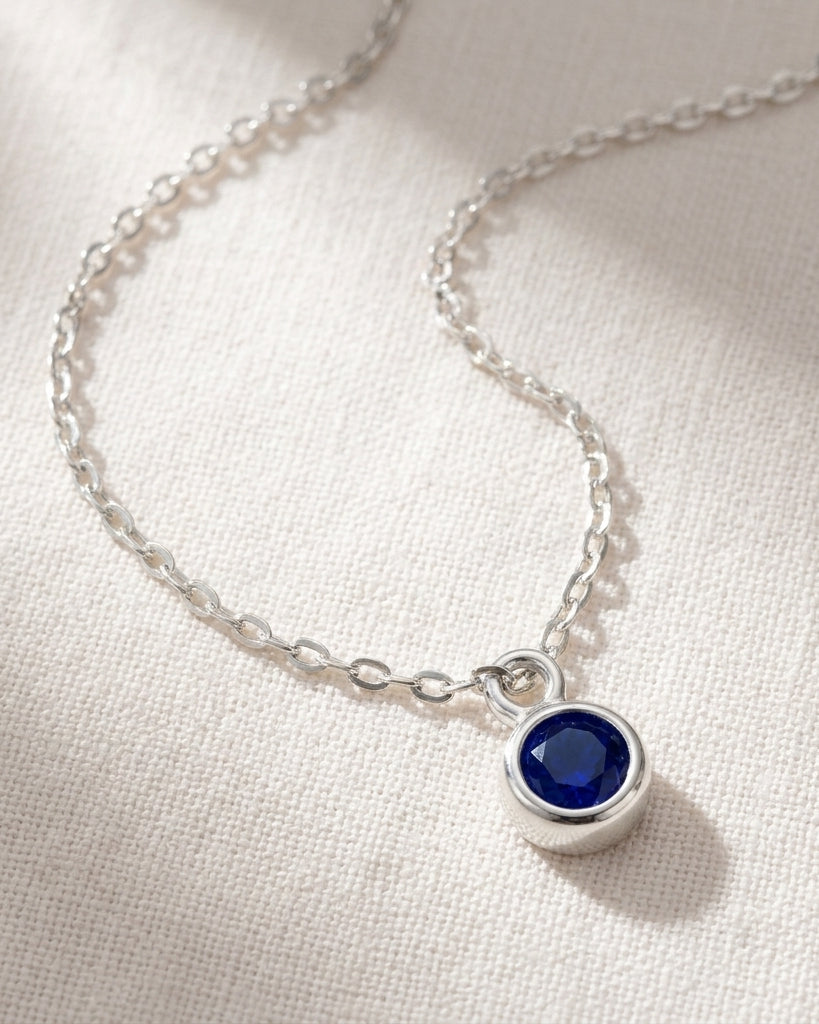 September Birthstone Necklace | Sapphire, Gold & Silver