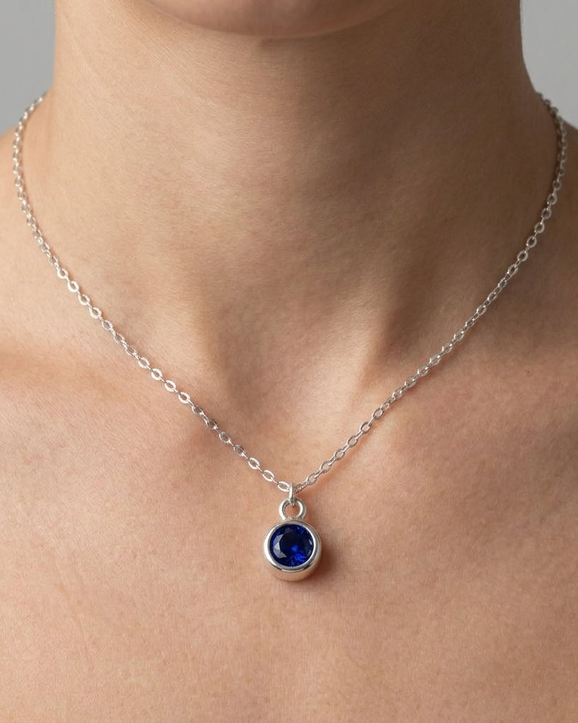 September Birthstone Necklace | Sapphire, Gold & Silver