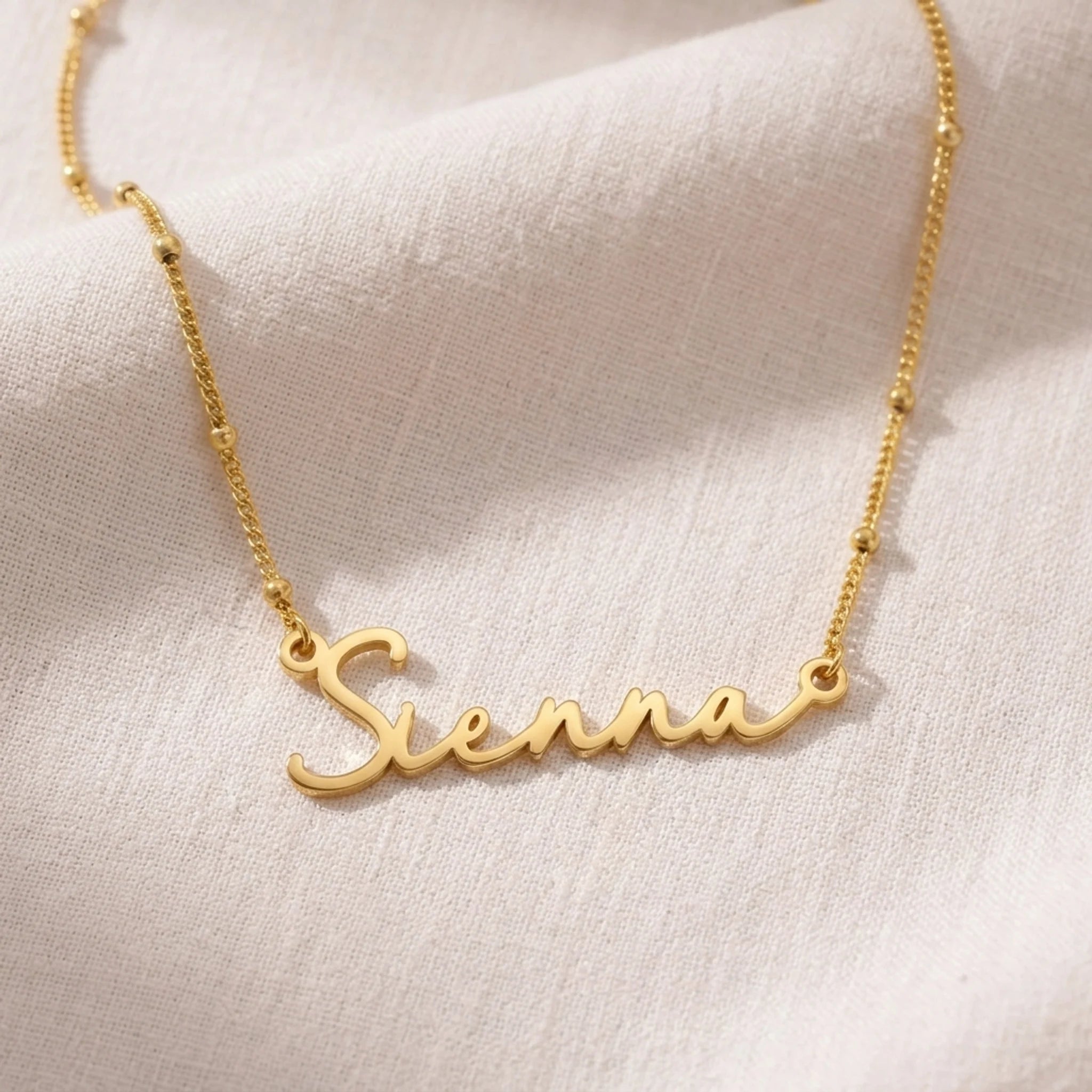 Sienna Name Necklace | 18ct Gold, Silver & Vermeil | Ready to Ship
