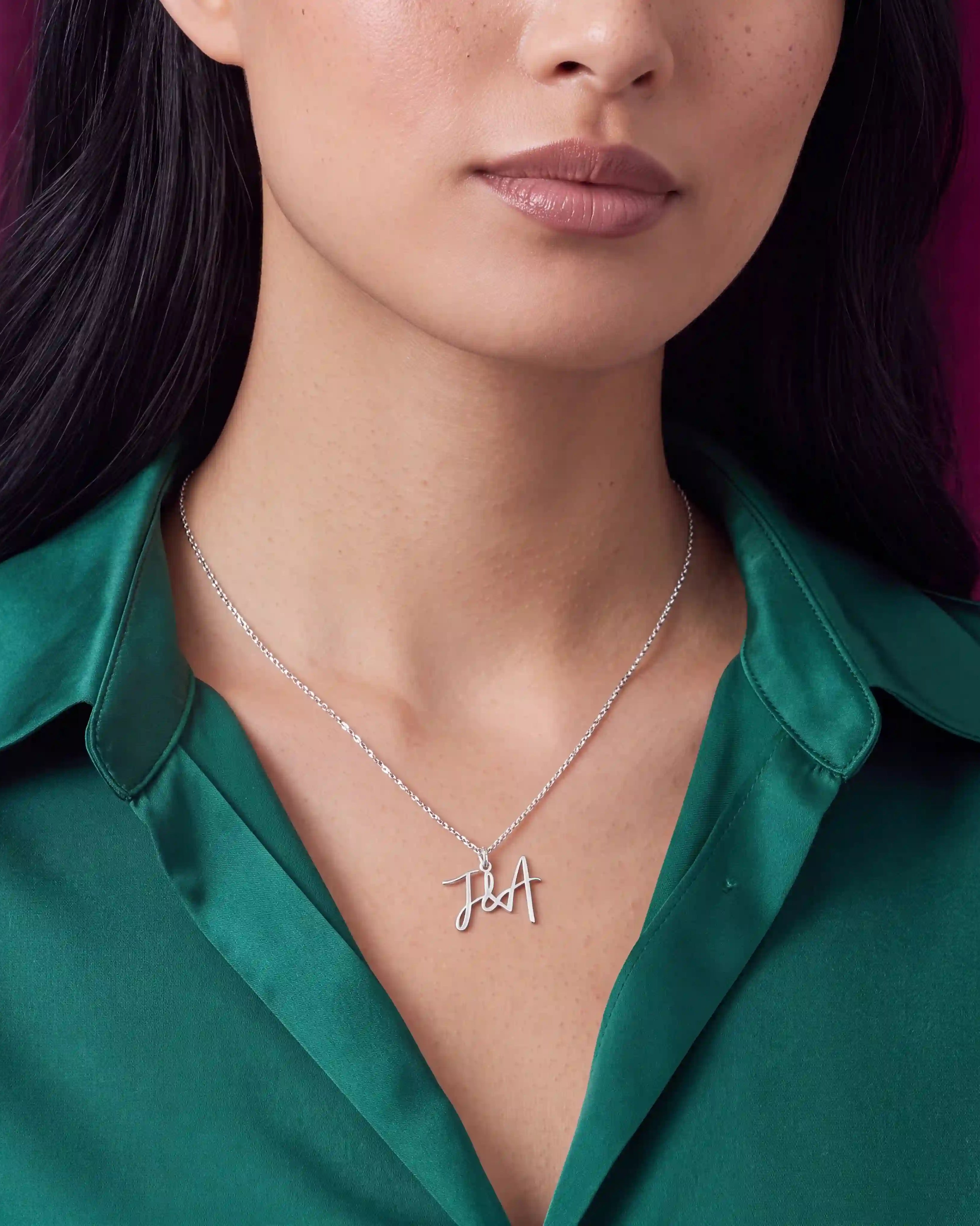Personalised Double Initial Necklace with Ampersand – Gold & Silver