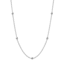 Satellite Ball Curb Chain in 18ct Gold or Sterling Silver – Fine Layering Chain 14" to 20"