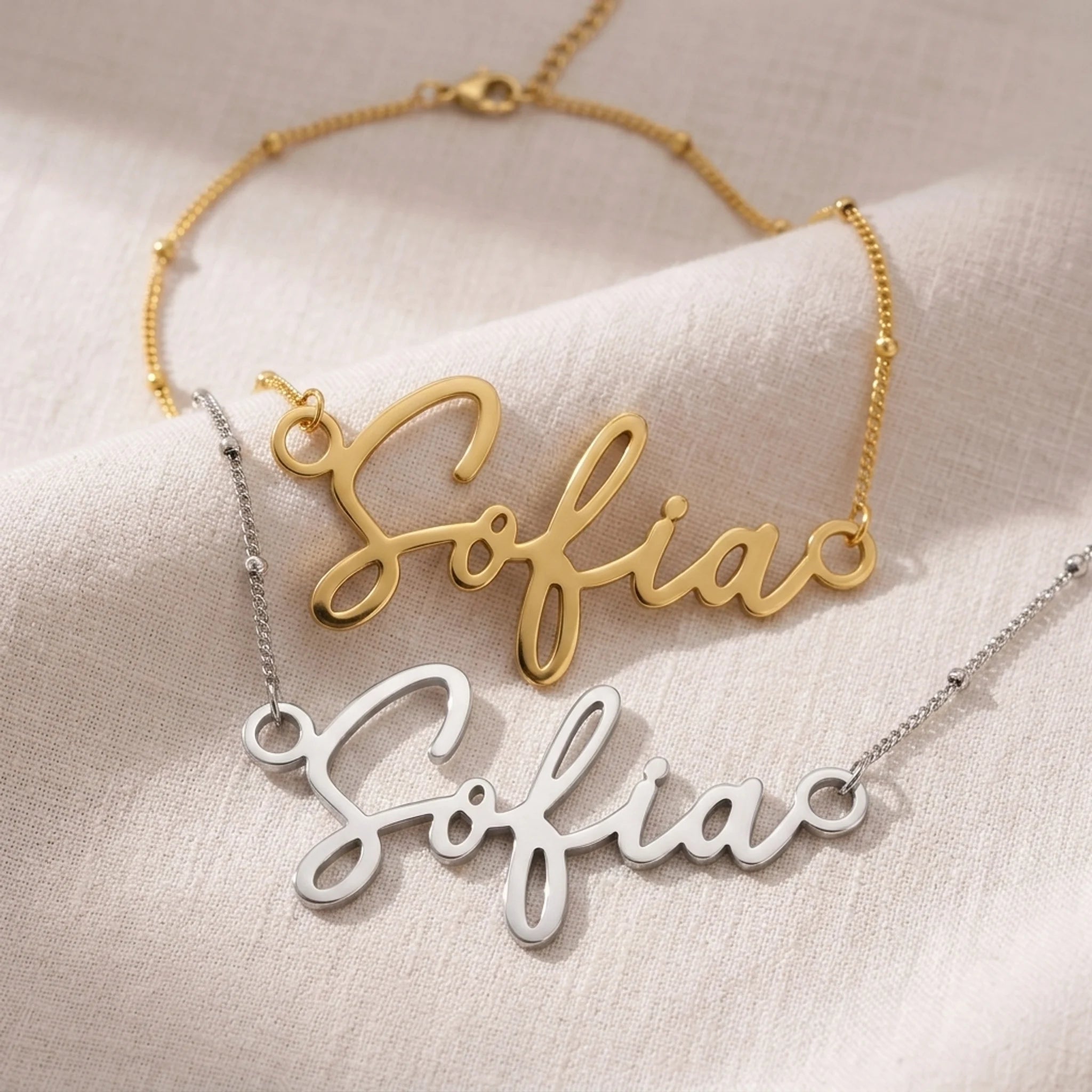 Sofia Name Necklace | 18ct Gold, Silver & Vermeil | Ready to Ship