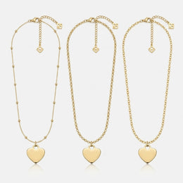 Solid Heart Charm Necklace & Bracelet