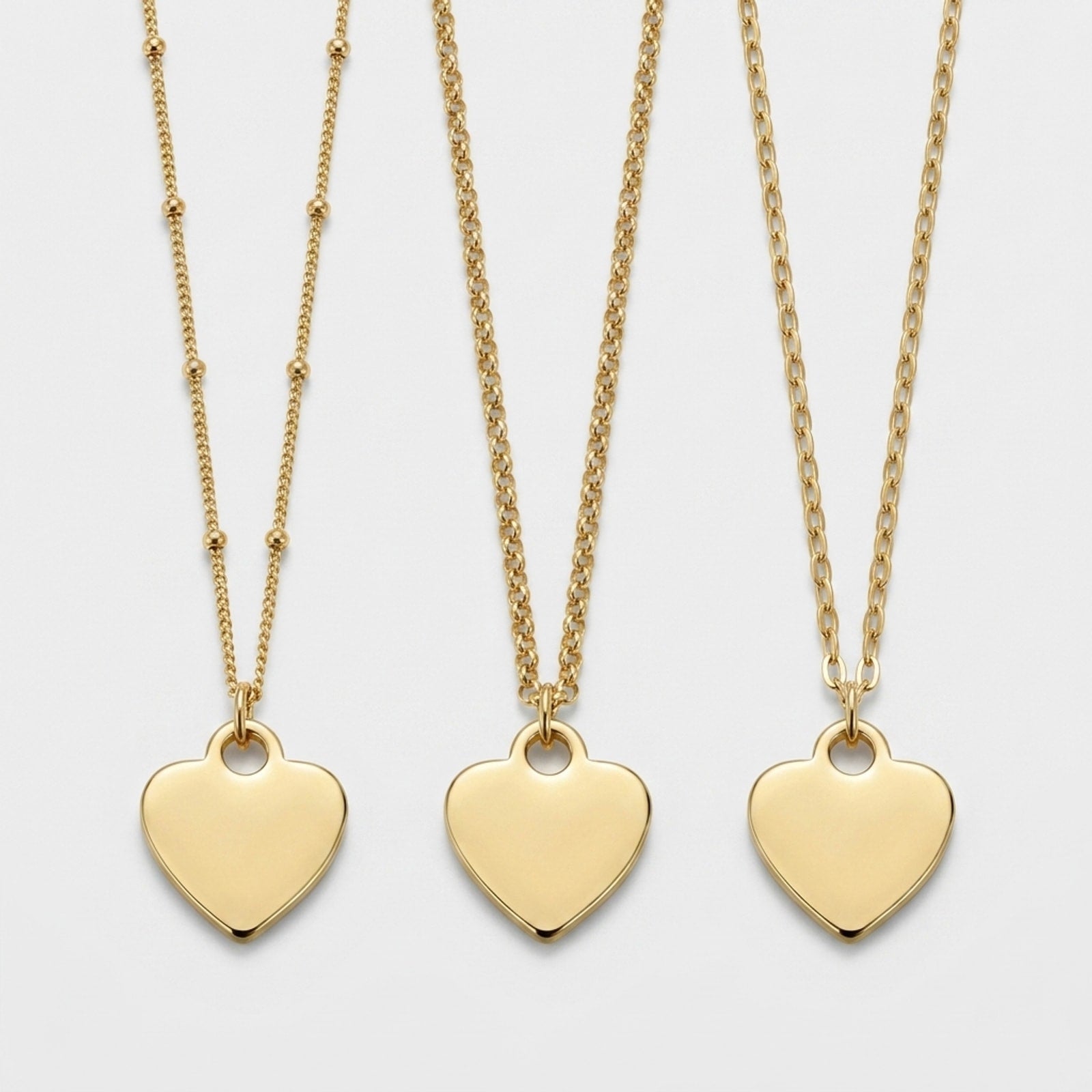Solid Heart Charm Necklace & Bracelet